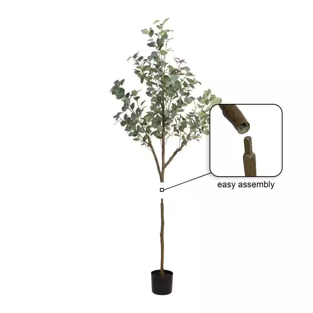 6 Ft. Artificial Eucalyptus Tree in White Ceramic Pot
