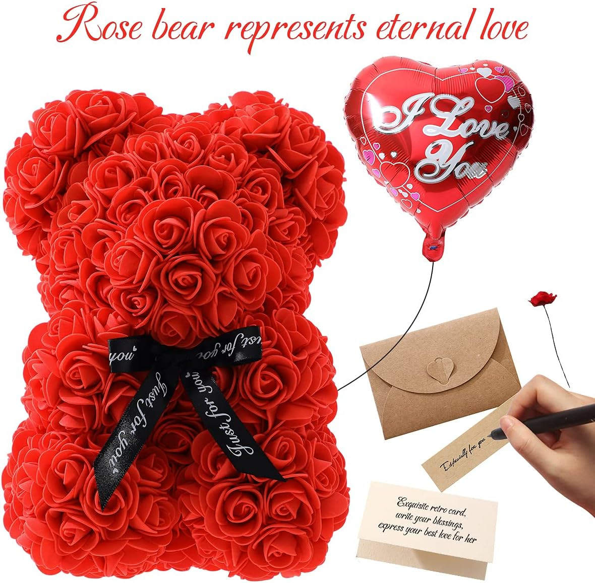 Rose TeddyBear – Rose Bear, Infinity flowers, Teddy Bear,Gift for Mothers Day,V