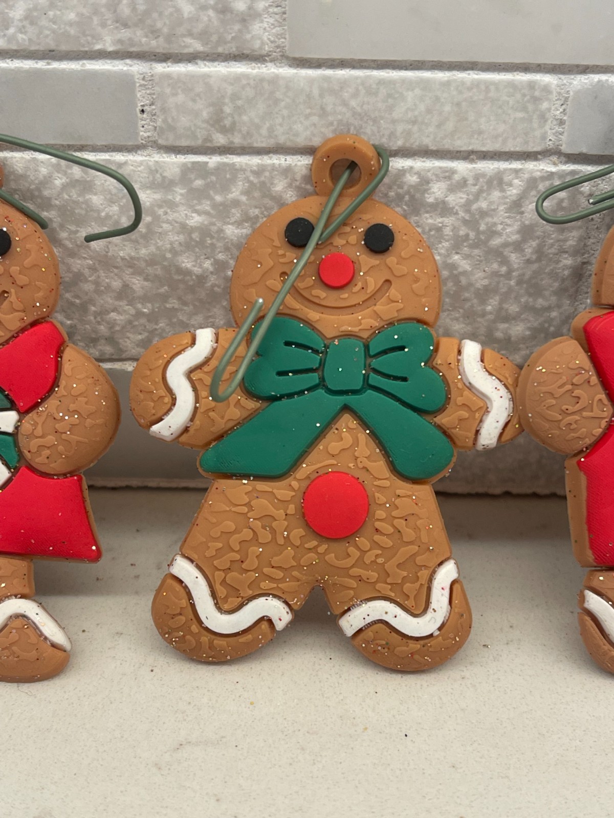 Gingerbread Christmas Ornaments Lot 7 Rubber Cookie Candy Cane 2.75″ Tree Decor