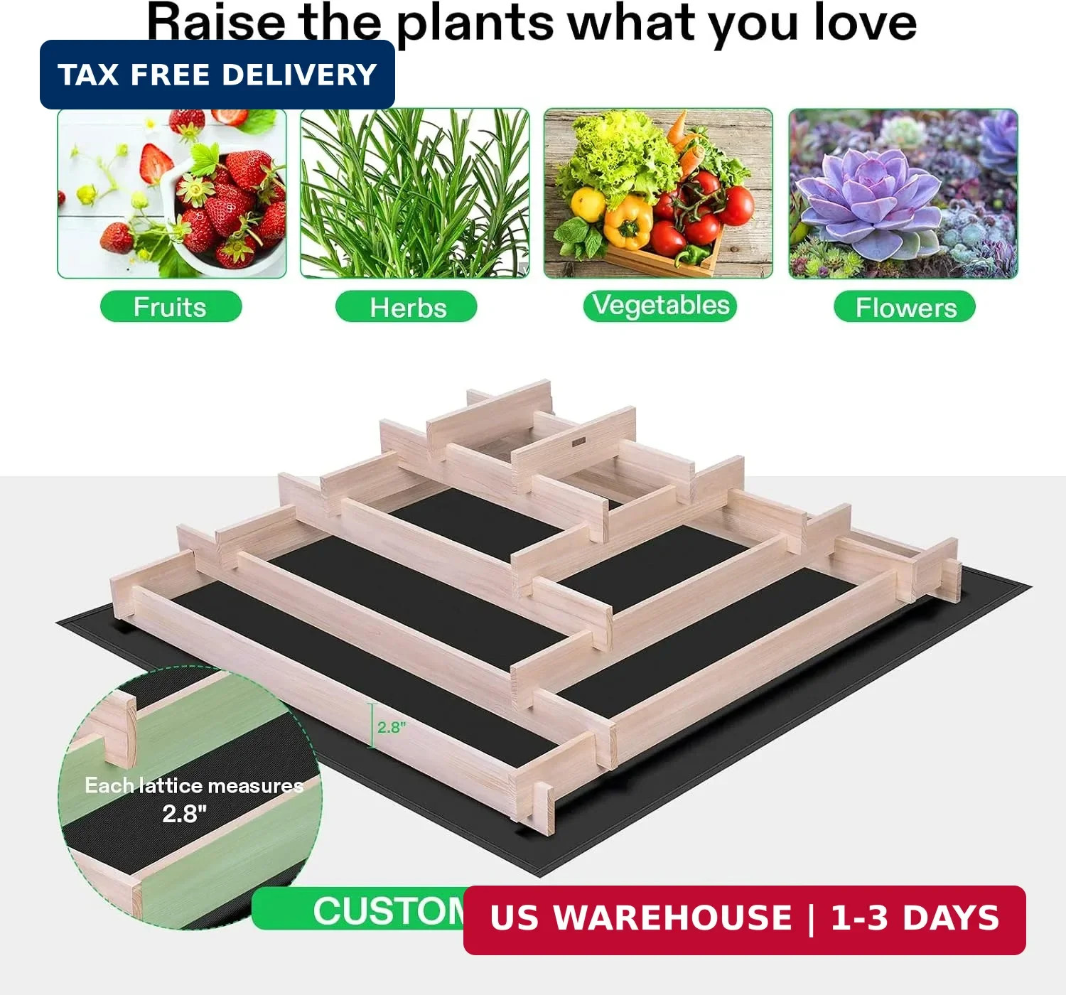 VIVOSUN 5-Tier Wooden Raised Garden Bed, 42 x 42 x 14 Inches, Outdoor Wood Plant