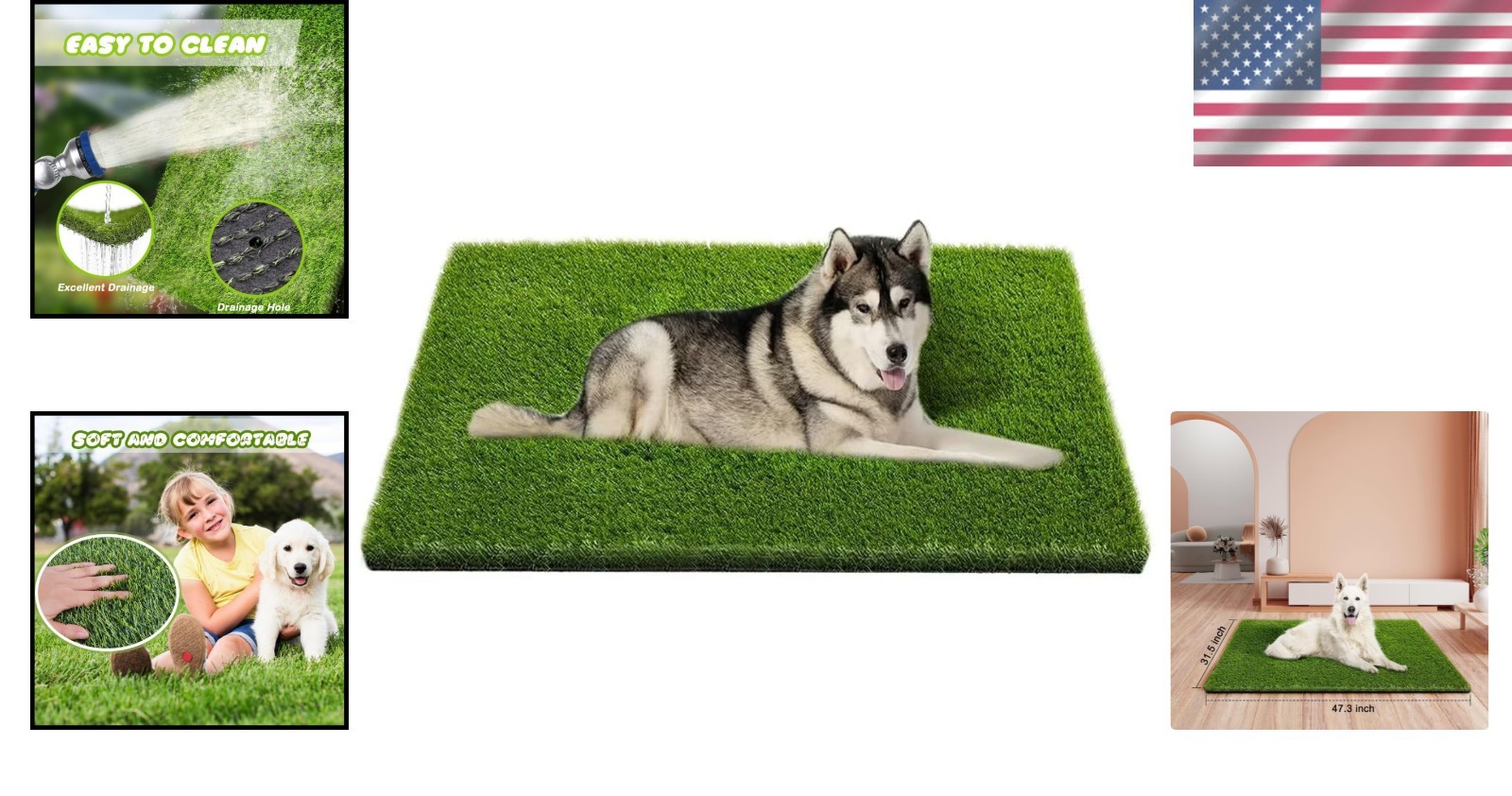 Eco-Friendly Artificial Grass Mat for Indoor & Outdoor Pet Use – 47.3 x 31.5 in