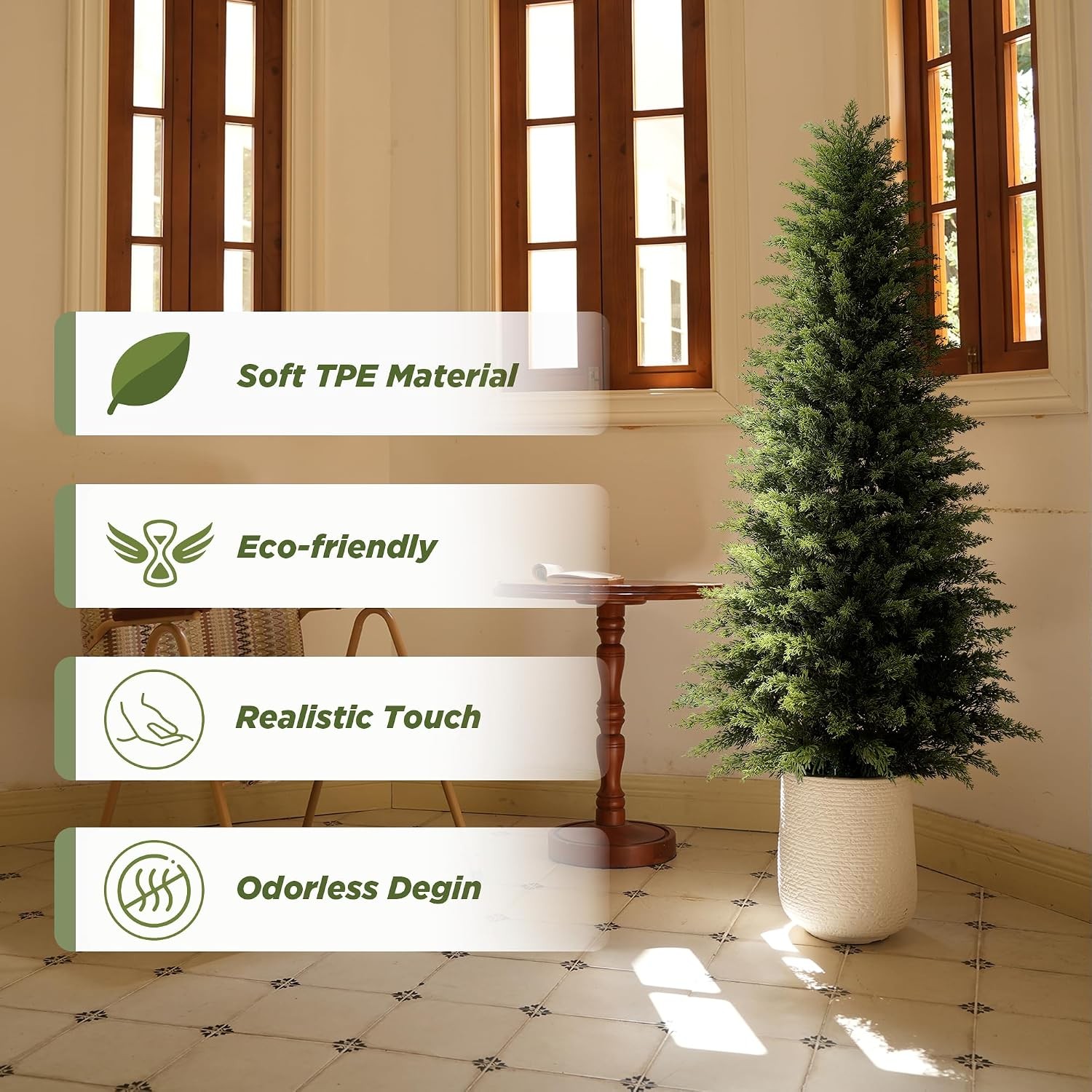 2 Pack 5ft Artificial Cedar Trees Outdoors UV Resistant Potted Faux Cedar