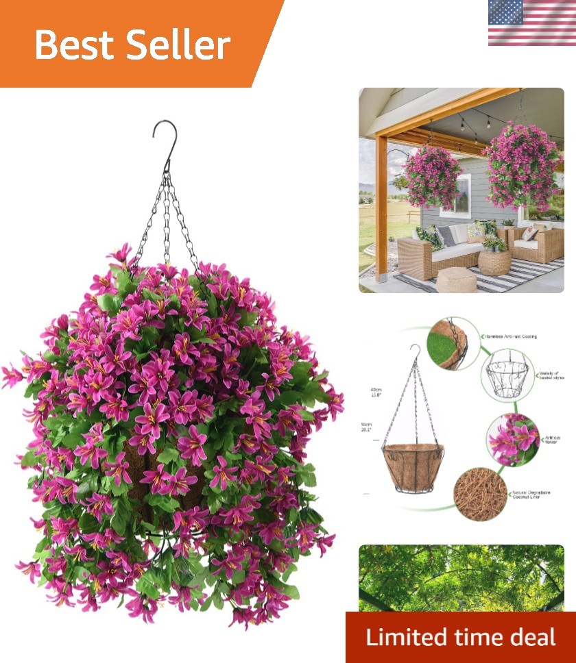 Stunning Silk Violet Hanging Flower Arrangement – Perfect for Indoor & Outdoor