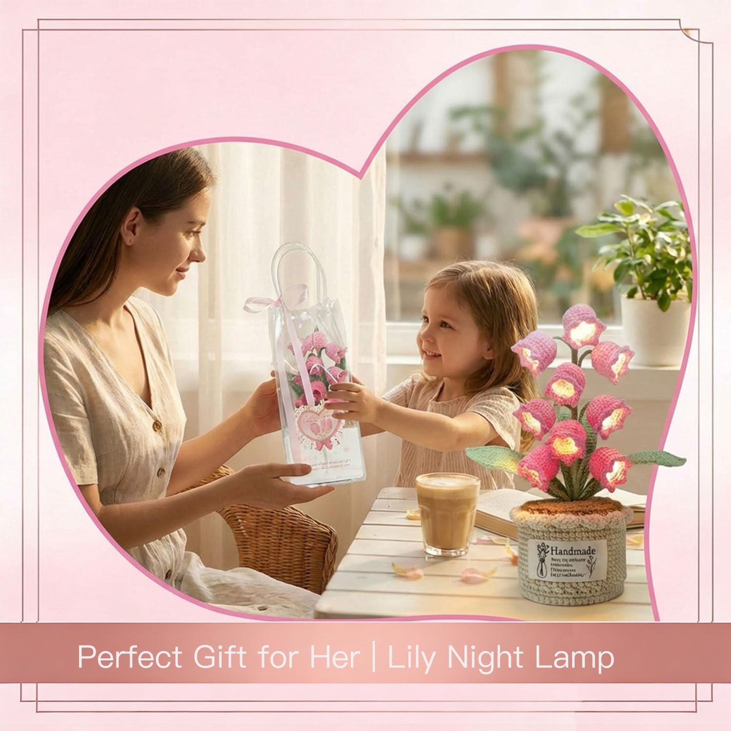 Handmade Crochet Lily of The Valley Lamp – 9 LED Night Light for Desk or Beds…