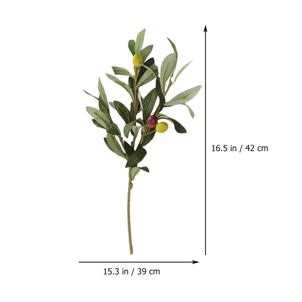 2Pcs Wear Resistant Plastic Olive Branch Decorative Plants for Office and Home