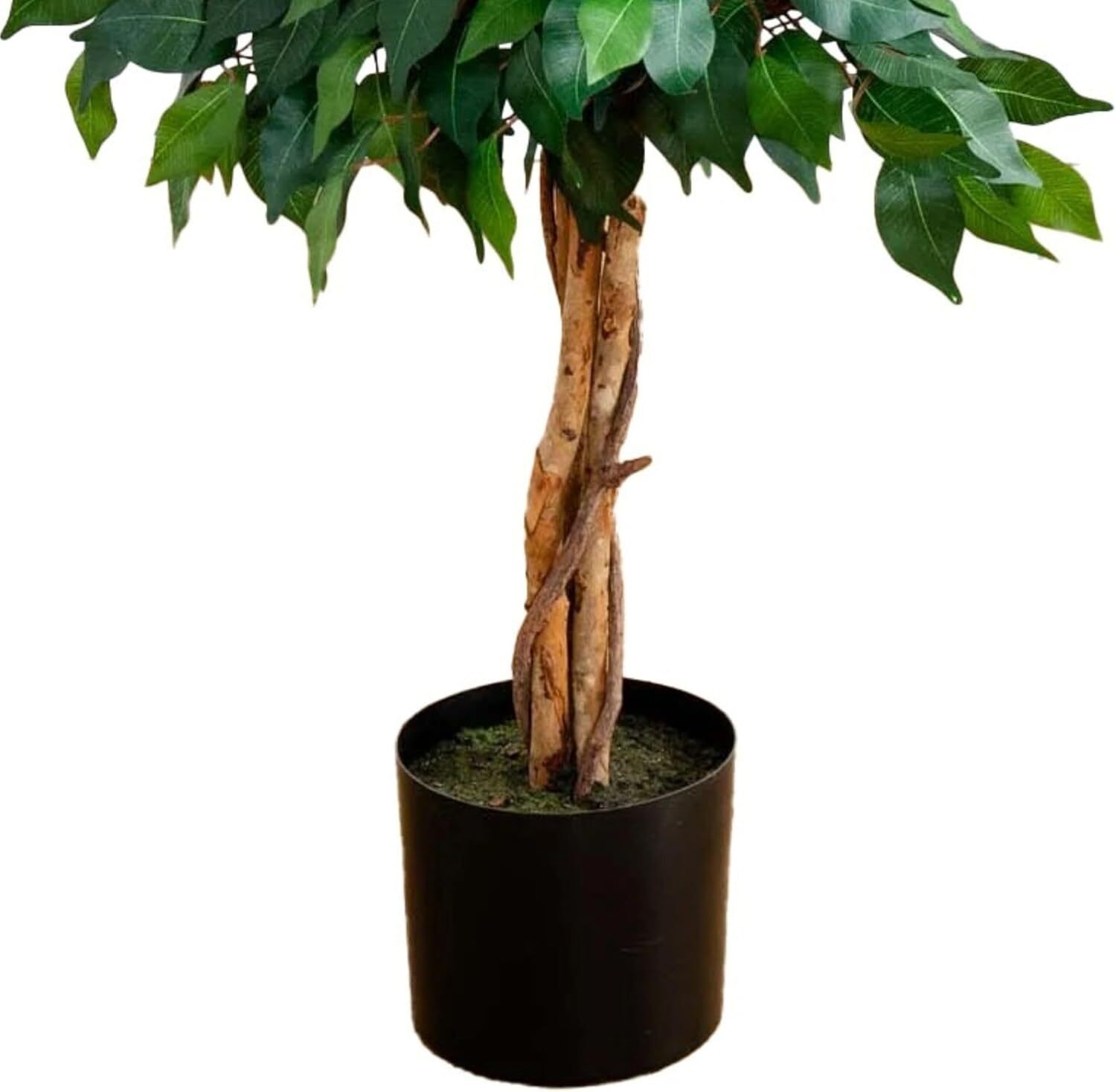 4ft Triple Trunk Artificial Ficus Tree with Natural Wood Trunks, Fake Tree