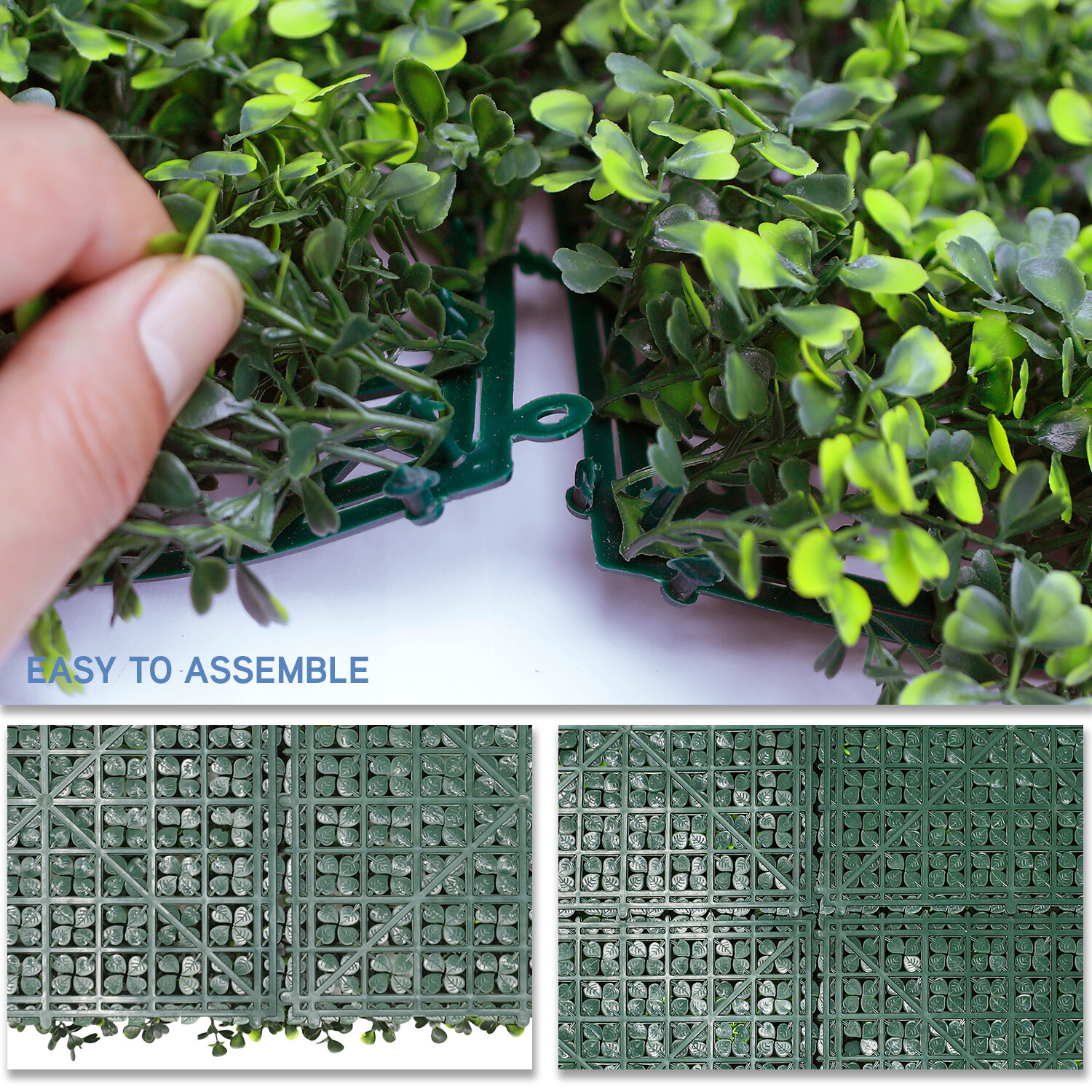 20″ Artificial Faux Boxwood Leaf Fence Panel With Back Home Wall Decor Grass Mat