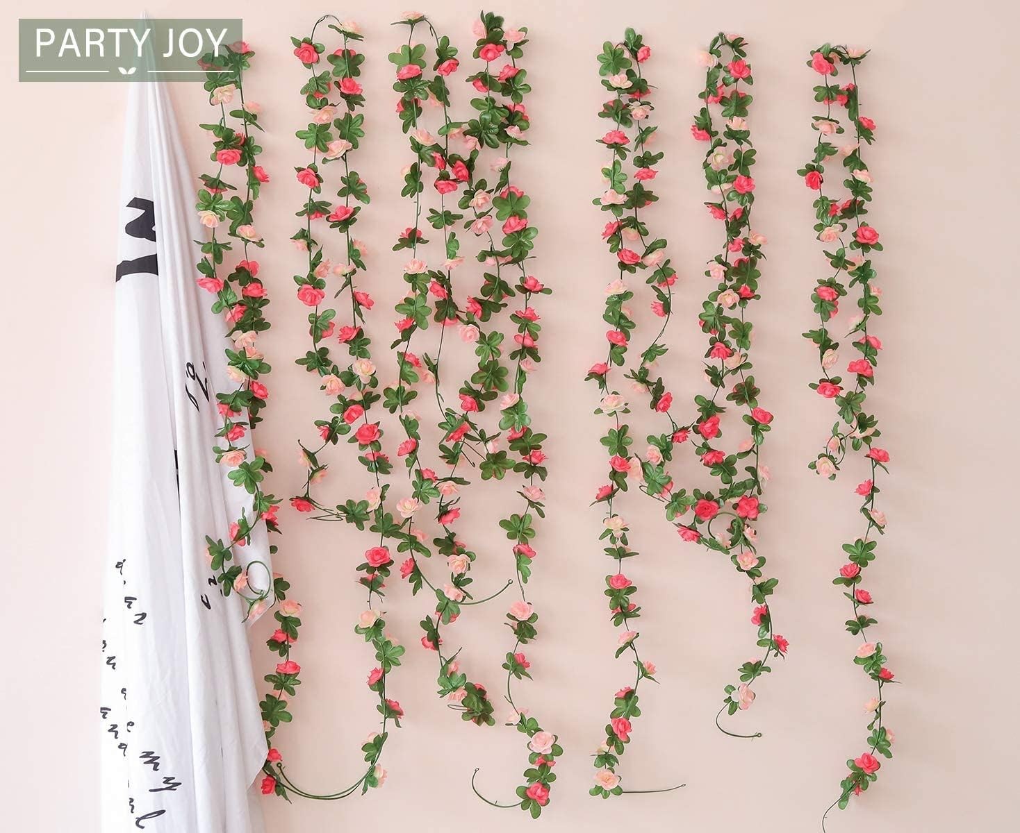 8pcs 65.6Ft Flower Garland,Fake Rose Vine Artificial Flowers Hanging Rose Ivy…