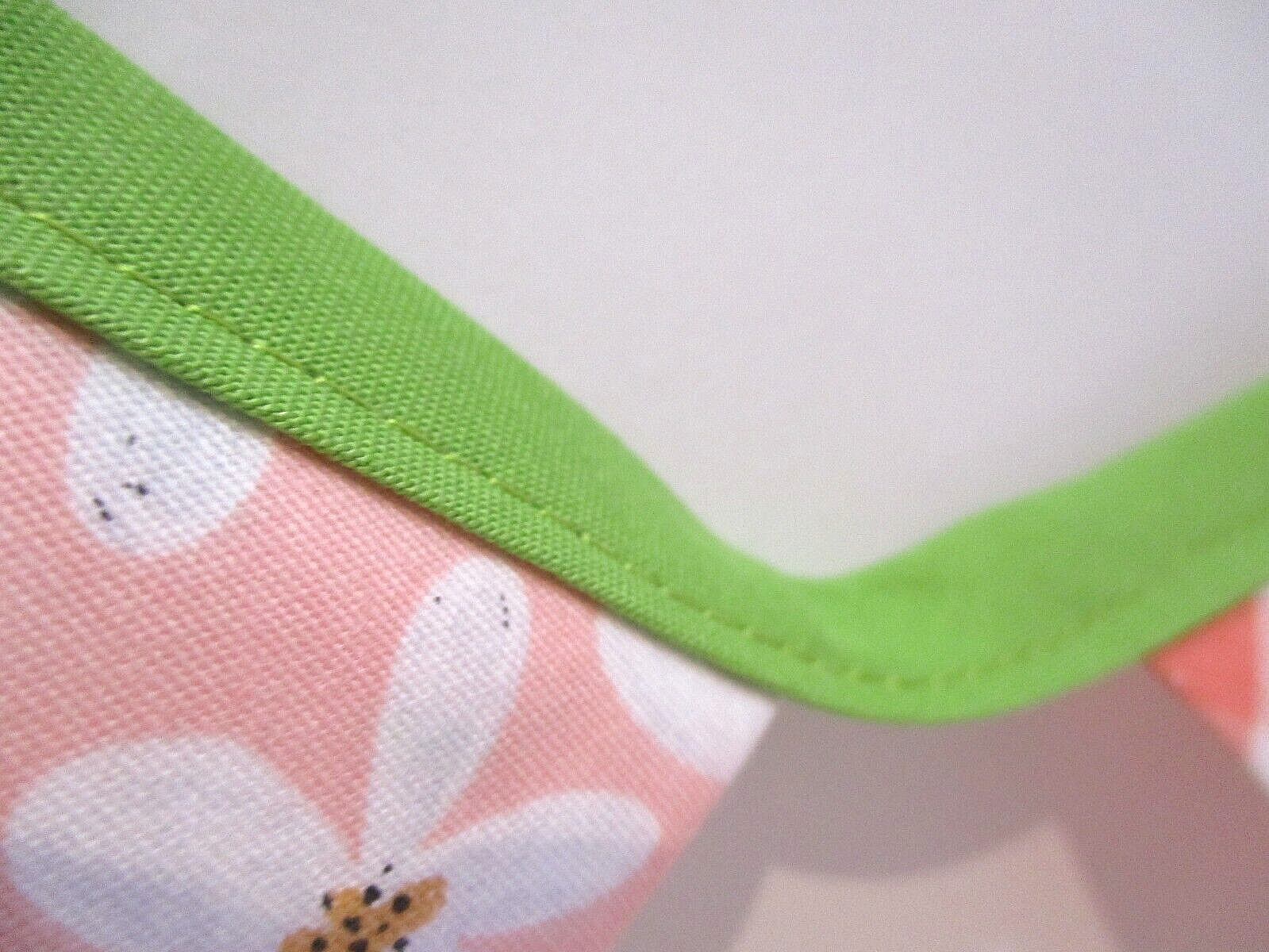 Cotton Flag Garland, Peach-Green Floral, Garden , College Dorm Decoration, 88″ L