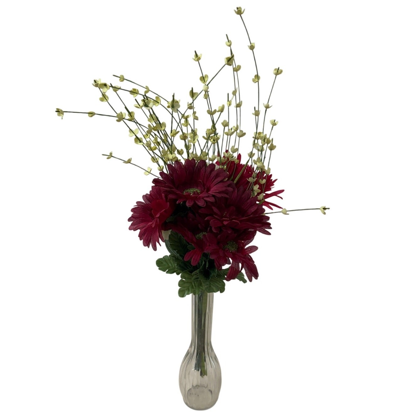 Tall Artificial Floral Arrangement Glass Vase Decor