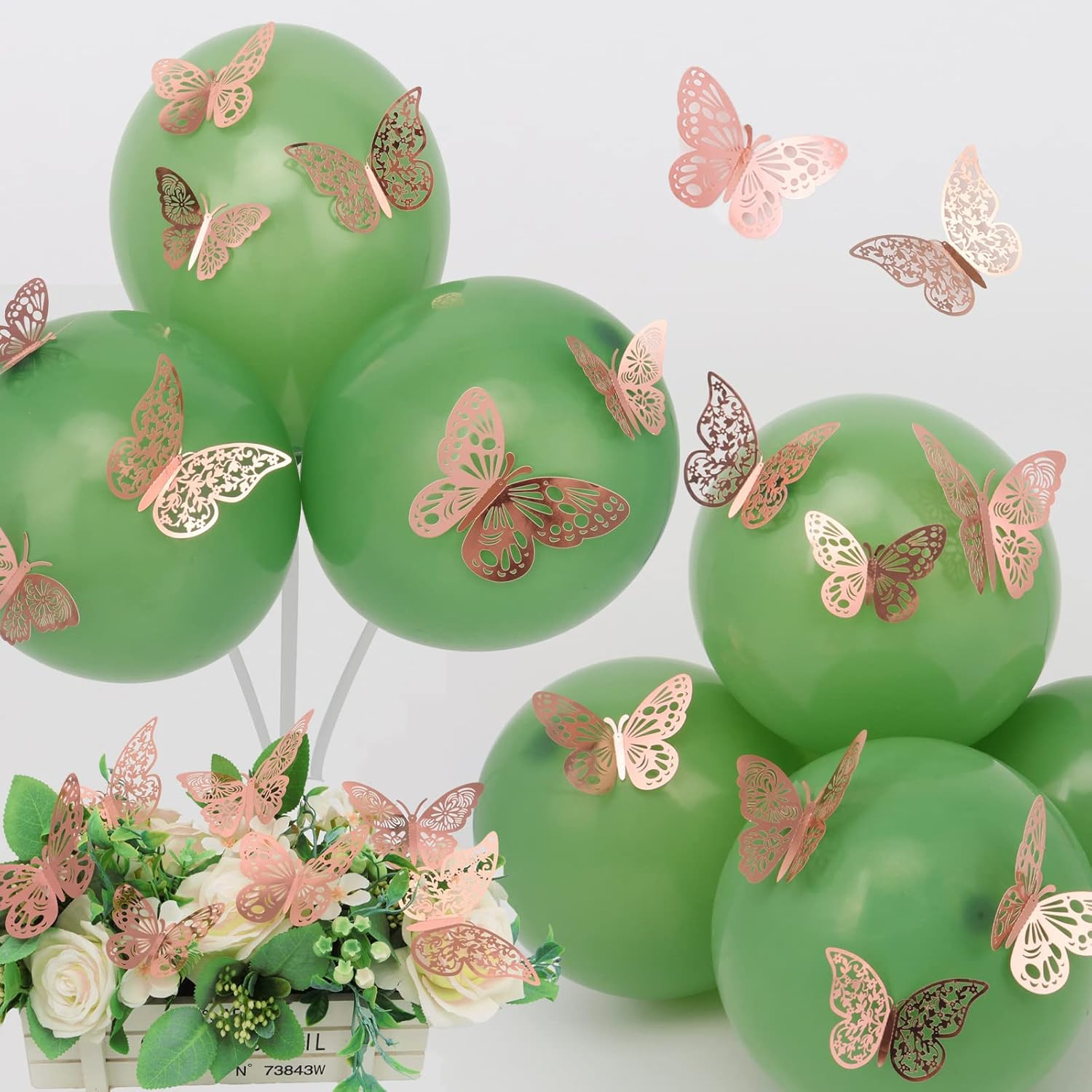 36 Pcs Butterfly Wall Decor, 3 Styles 3 Sizes 3D Rose Gold Butterfly, Wedding &