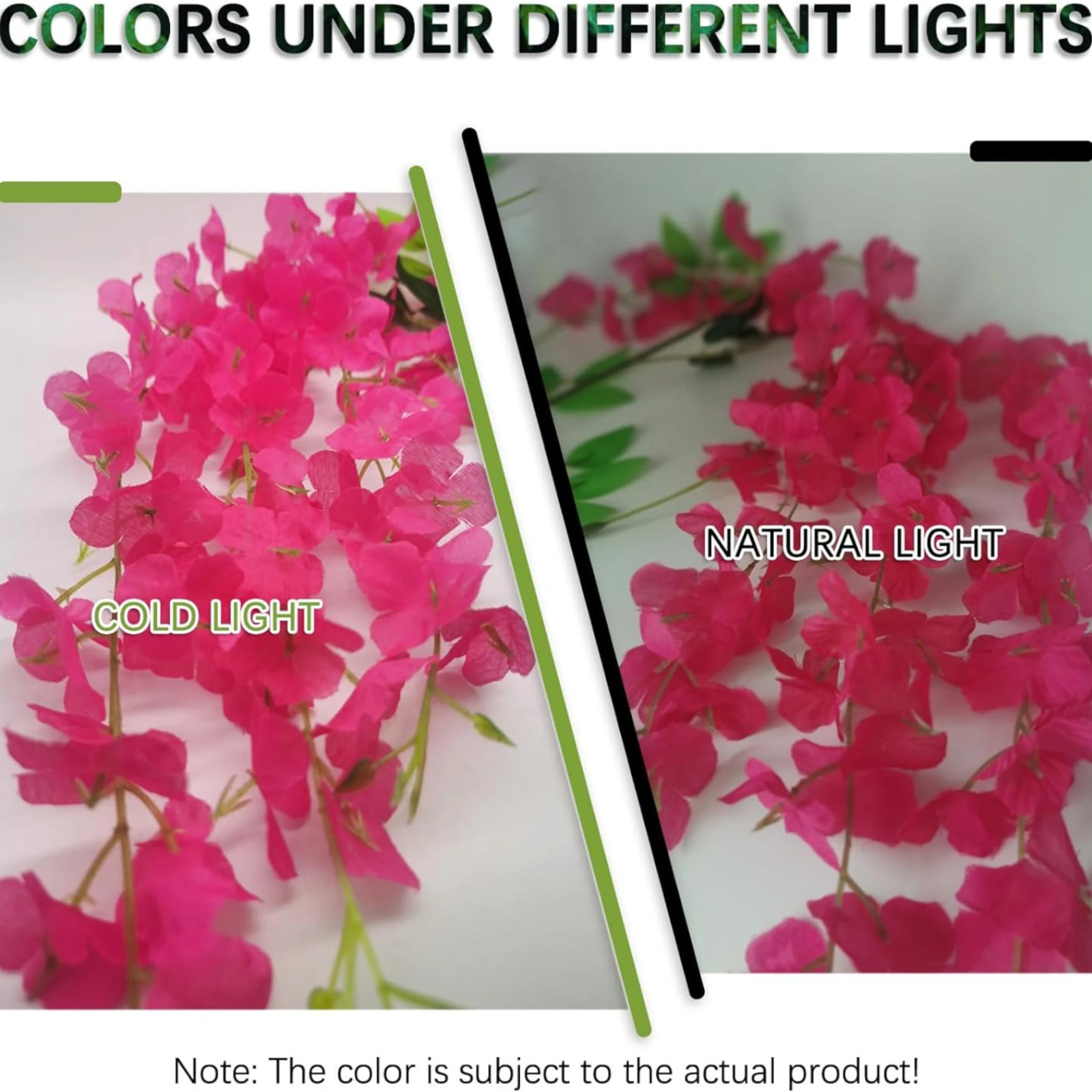 24pcs Hot Pink Wisteria Vines – 72 Branches Hanging Floral Wedding Backdrop Deco