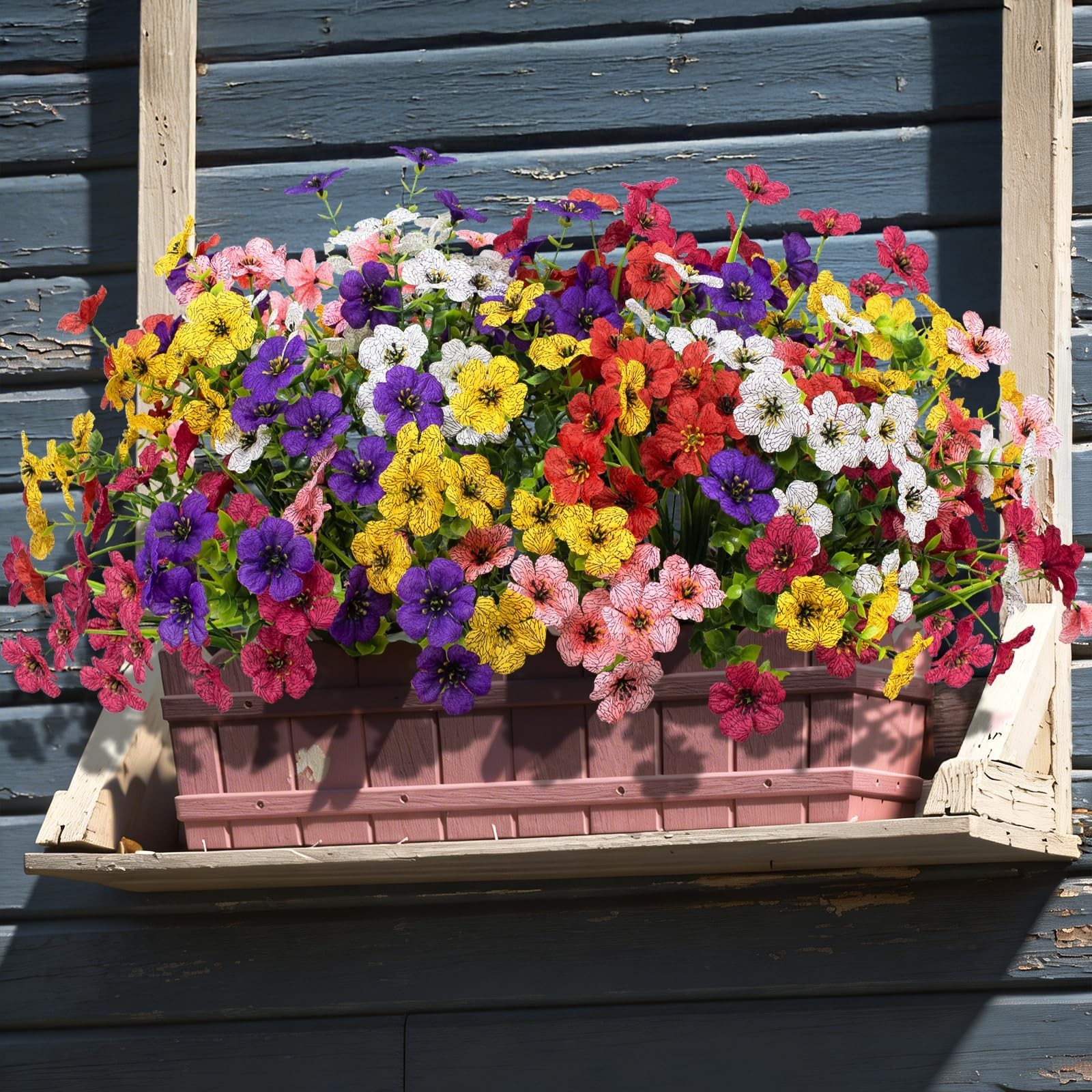 24 Bundles UV Resistant Artificial Flowers – Fake Silk Plants for Garden Decor