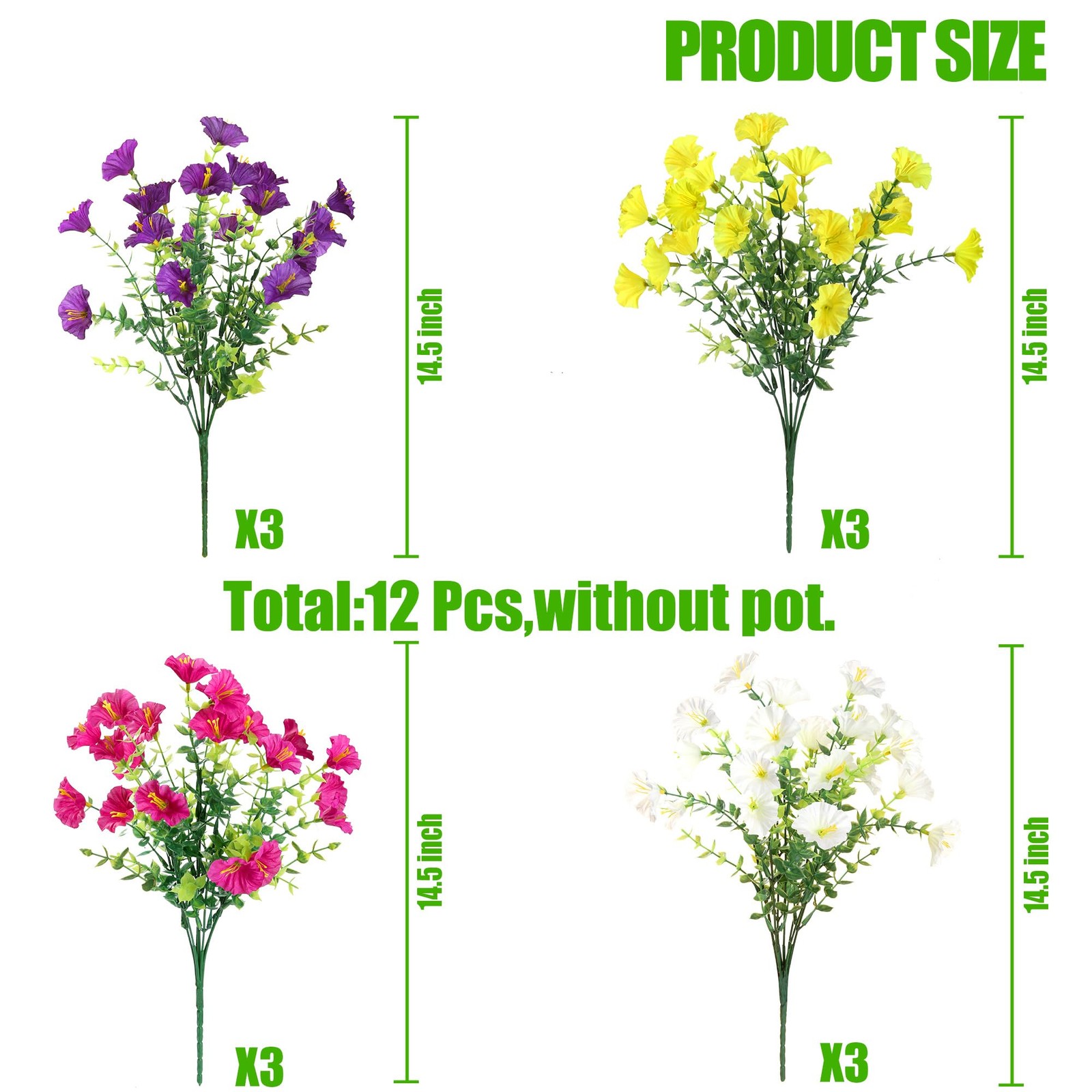 Artificial Flowers for Outdoors 12 Bundles Realistic Faux Plants UV Resistant…