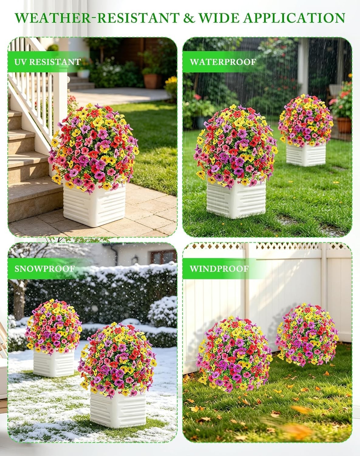 Artificial Topiary Ball Tree Violet Flowers with Spike, 2 Pack 23.6″ Faux Pla…