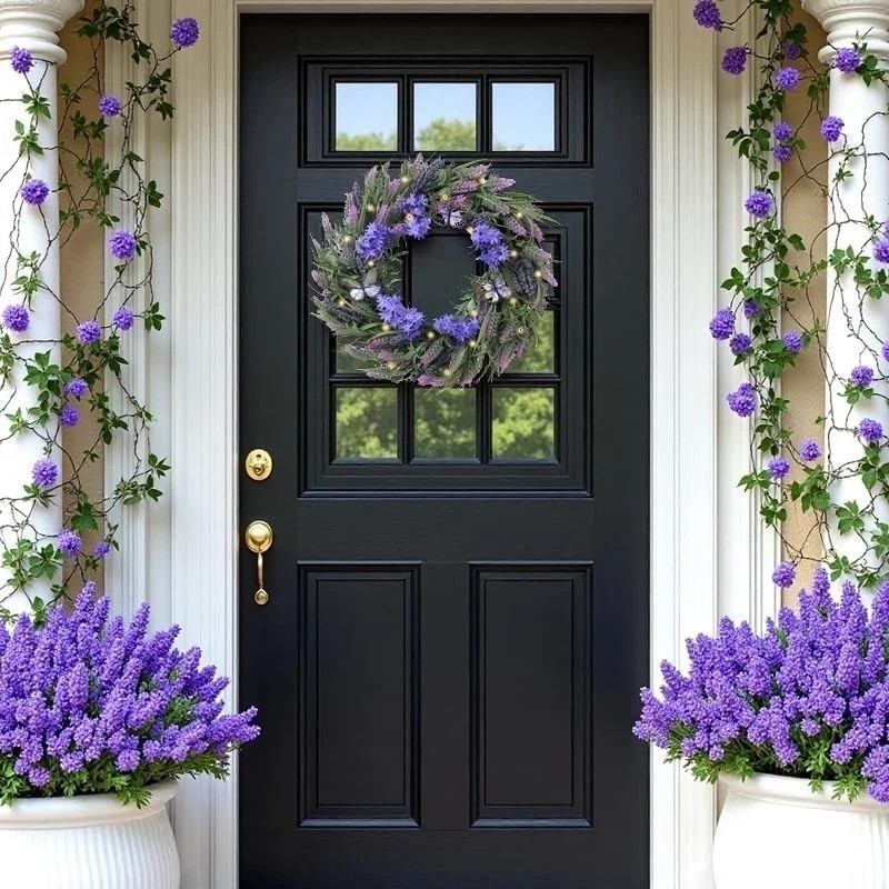 Spring Summer 24” Wreath with Warm LED Lights & Realistic Butterfly Accents