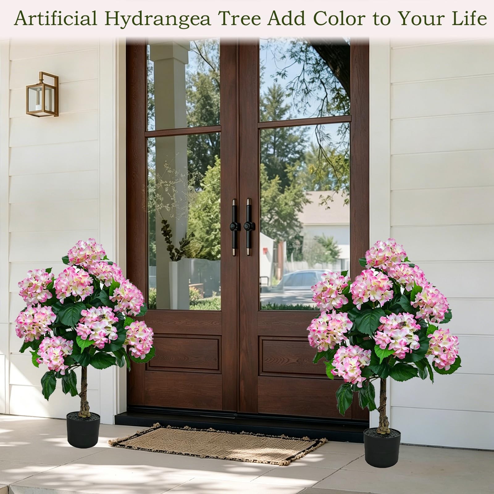 Artificial Trees Hydrangea Potted Flower Trees for Indoor Outdoor,3FT Faux Hy…