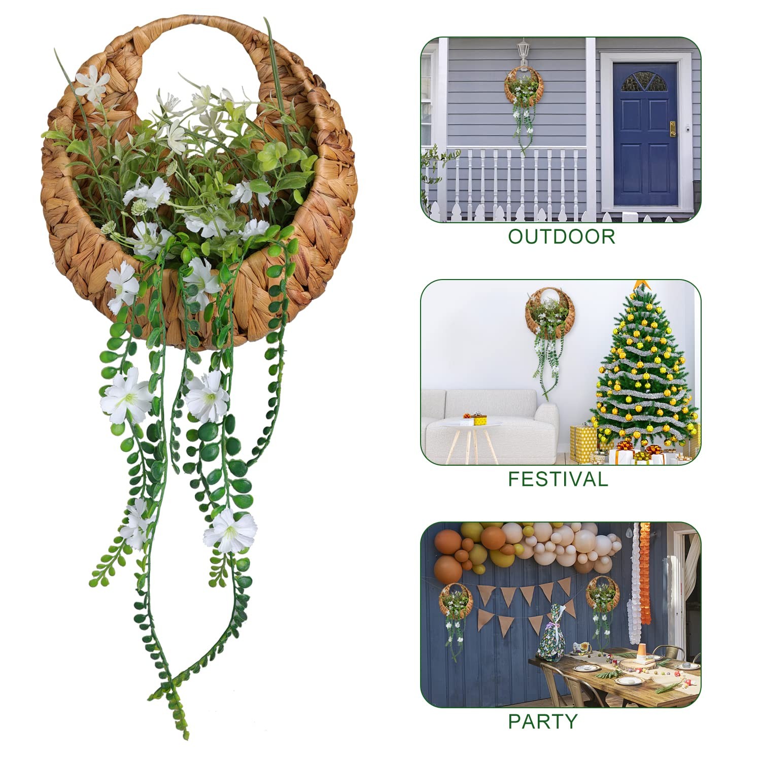 22inch Artificial Handing Plants for Wall Art Decor,Greenery Wall Decorations…