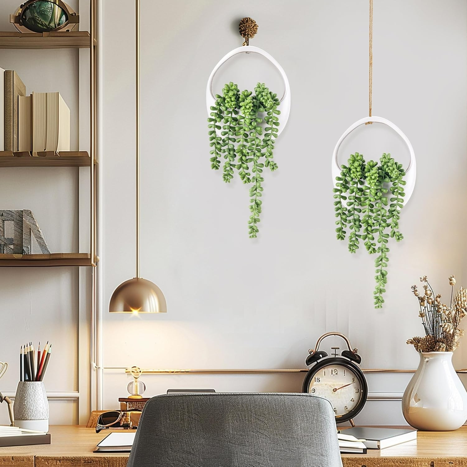 Realistic 2-Pack String of Pearls Fake Plants – Stylish Home & Office Decor