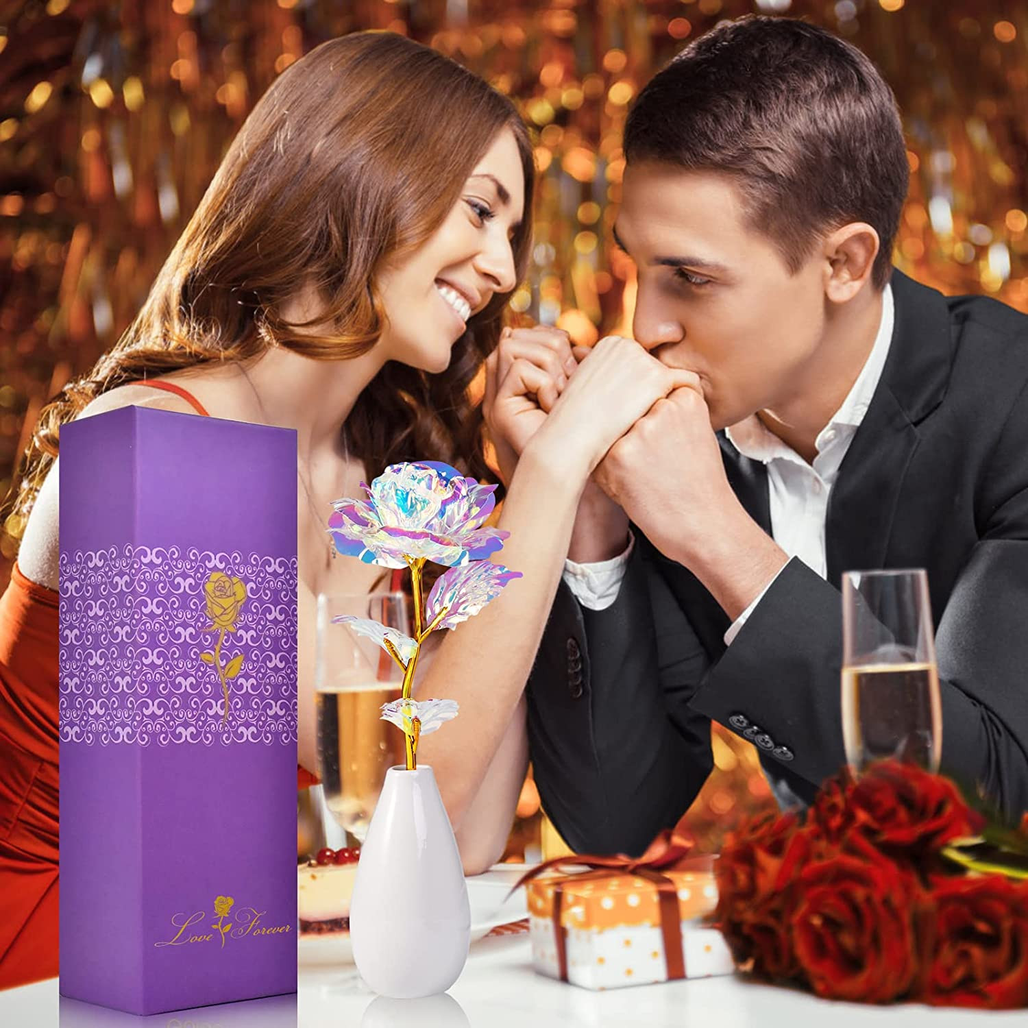 Mothers Day Mom Gifts for Women Grandma – Artificial Rose Flowers with Vase Birt