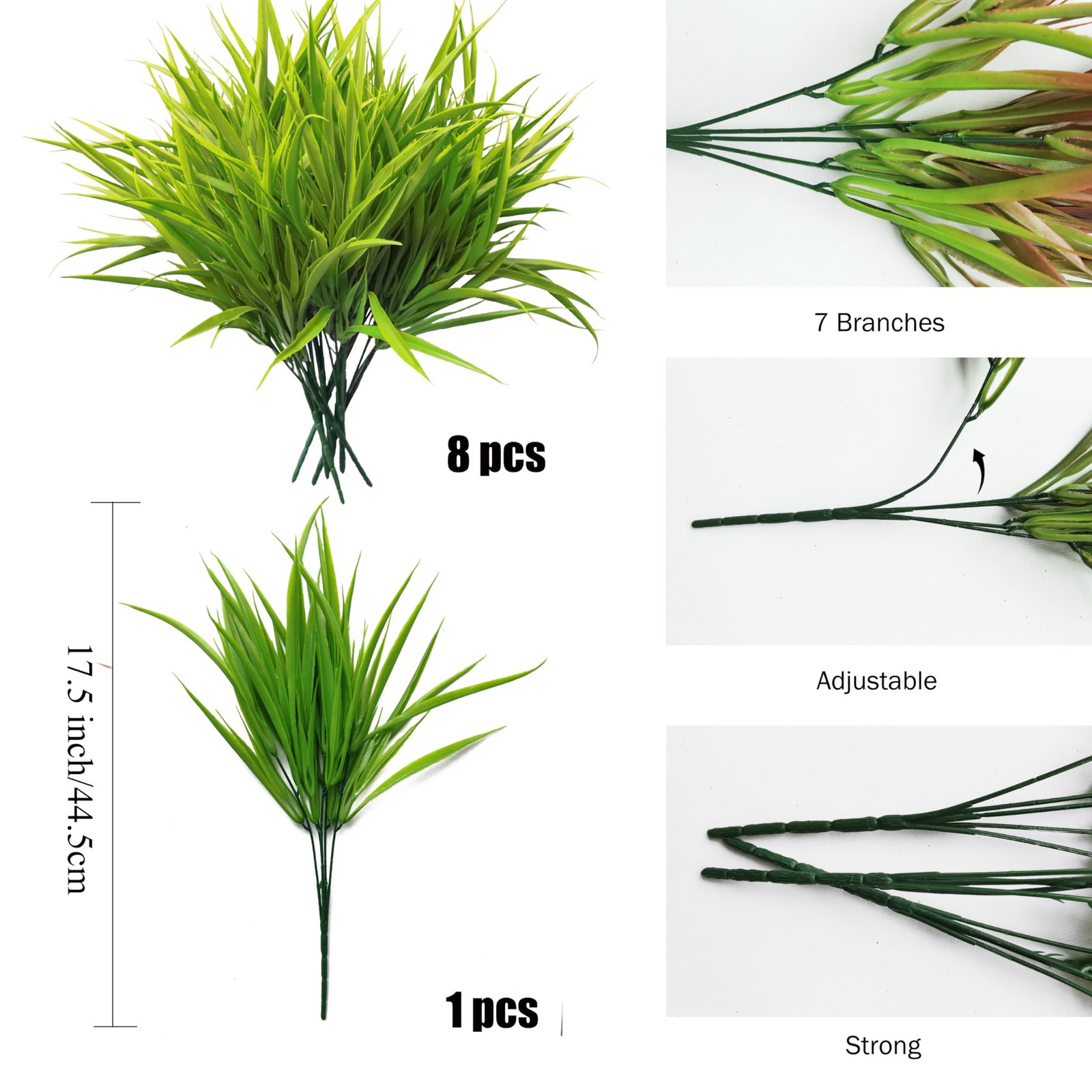 Outdoor Artificial Plants 8 Bundles Fake Plants Grass UV Resistant Fake Flowe…