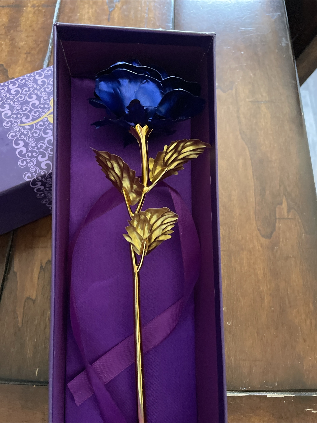 24K Gold Dipped Rose Blue Foil Petals 11″ 24k Rose Dipped Rose w/ box