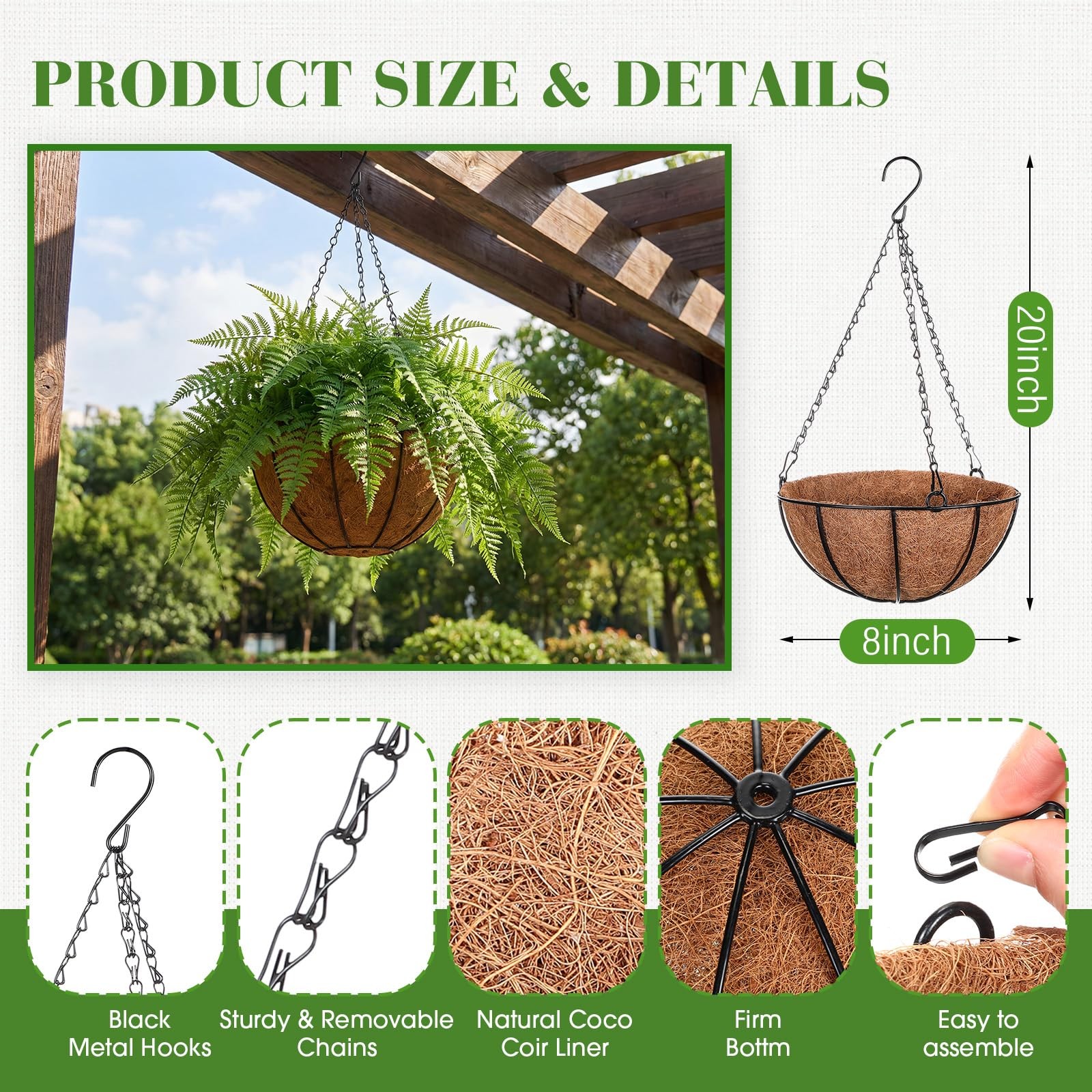 3 Pack Artificial Flowers Outdoor Fake Fern Plants 3 Hanging Basket Planters …