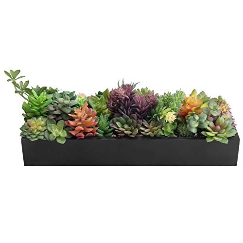 MyGift Artificial Succulent Centerpiece,15.75 Inch Faux Succulents Arrangement