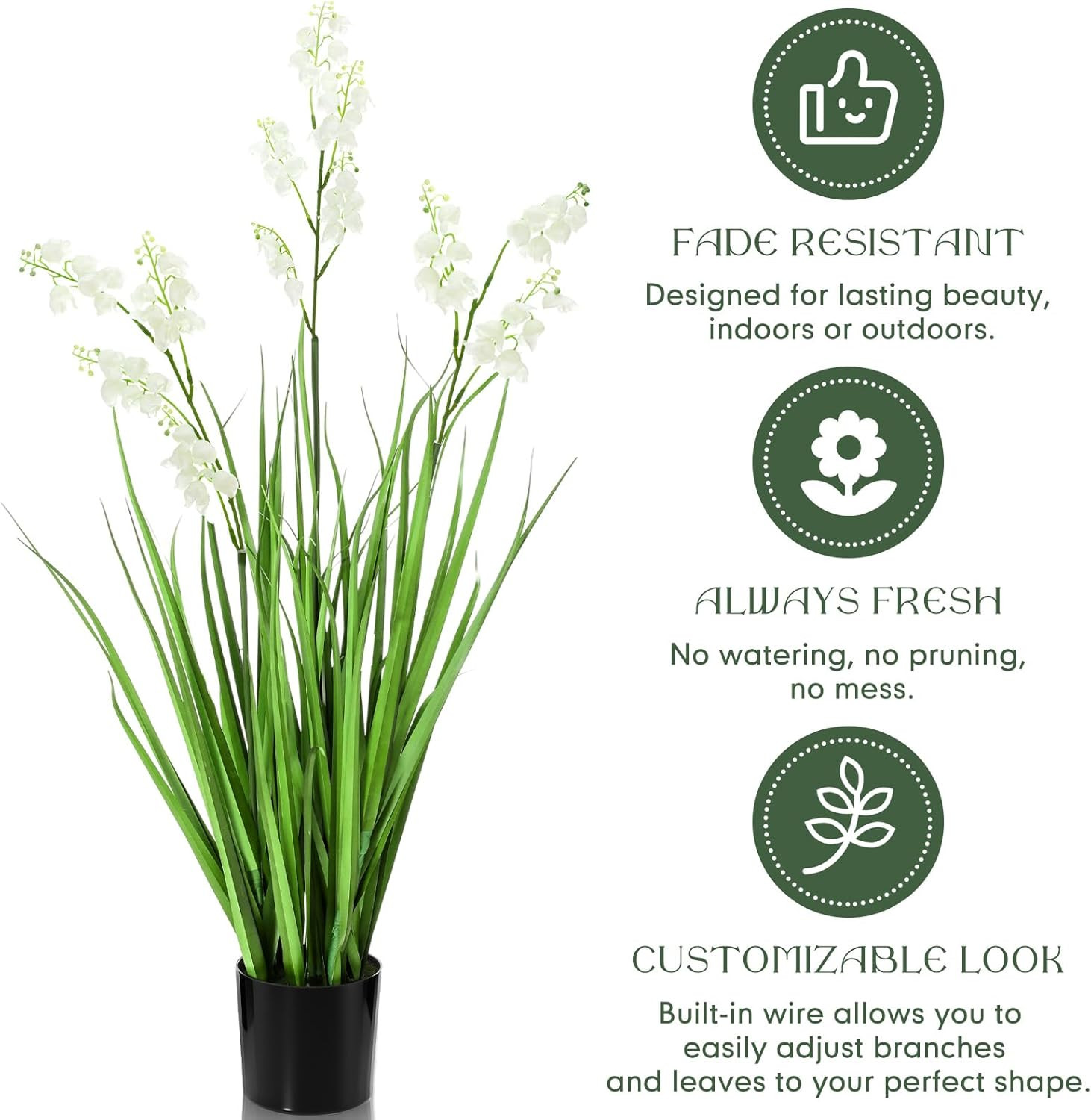 2 Pcs 3 Ft Tall Artificial Grass Plants for Home & Garden Decor