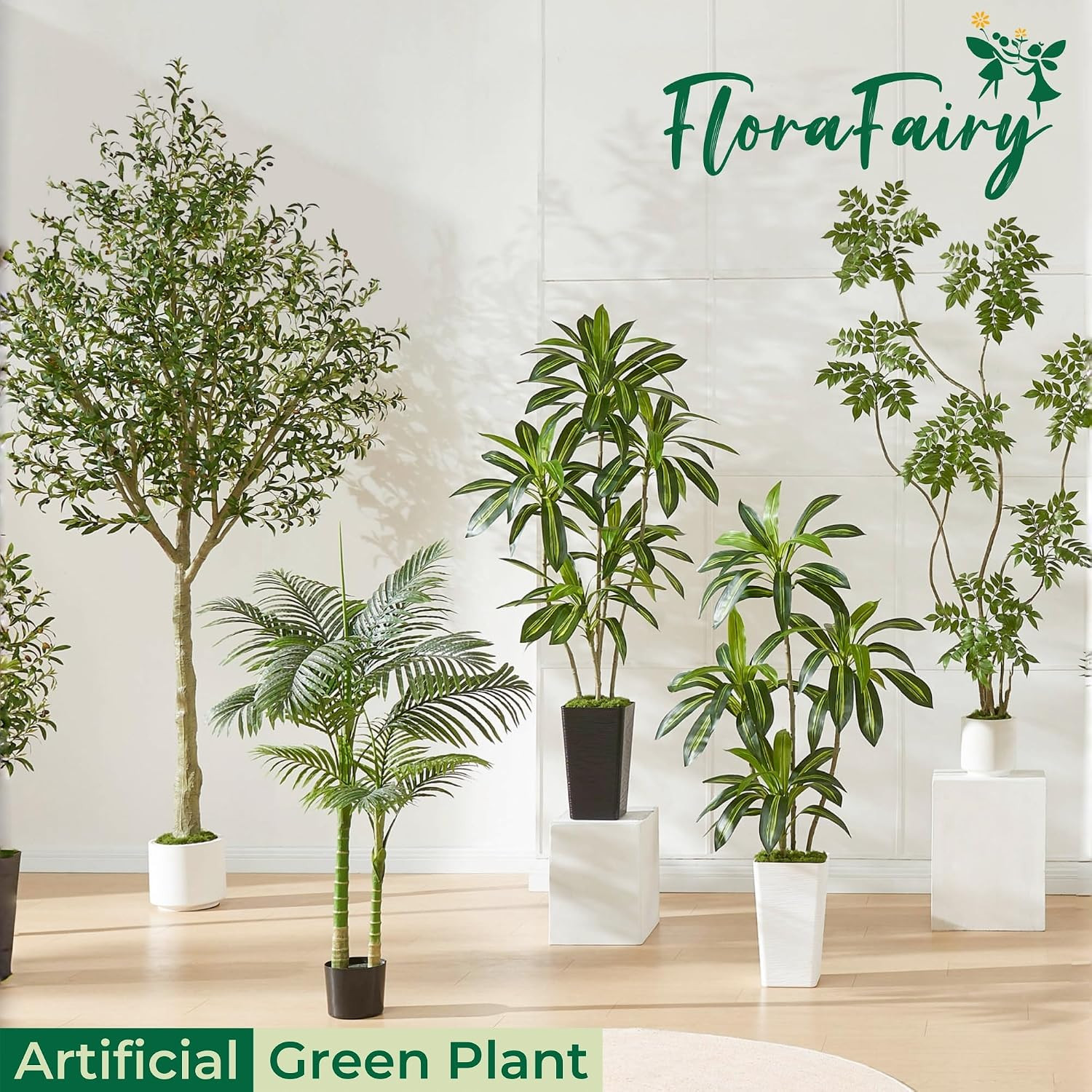 5FT Artificial Dracaena Tree with Black Planter and Fake Moss – Real Touch Fake
