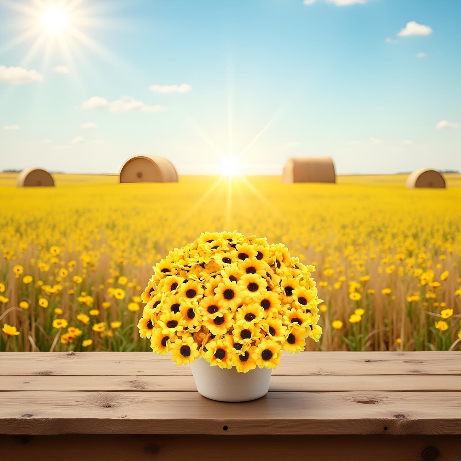 100Pcs Yellow Artificial Flower Heads Fabric Flowers Craft Floral Embellishme