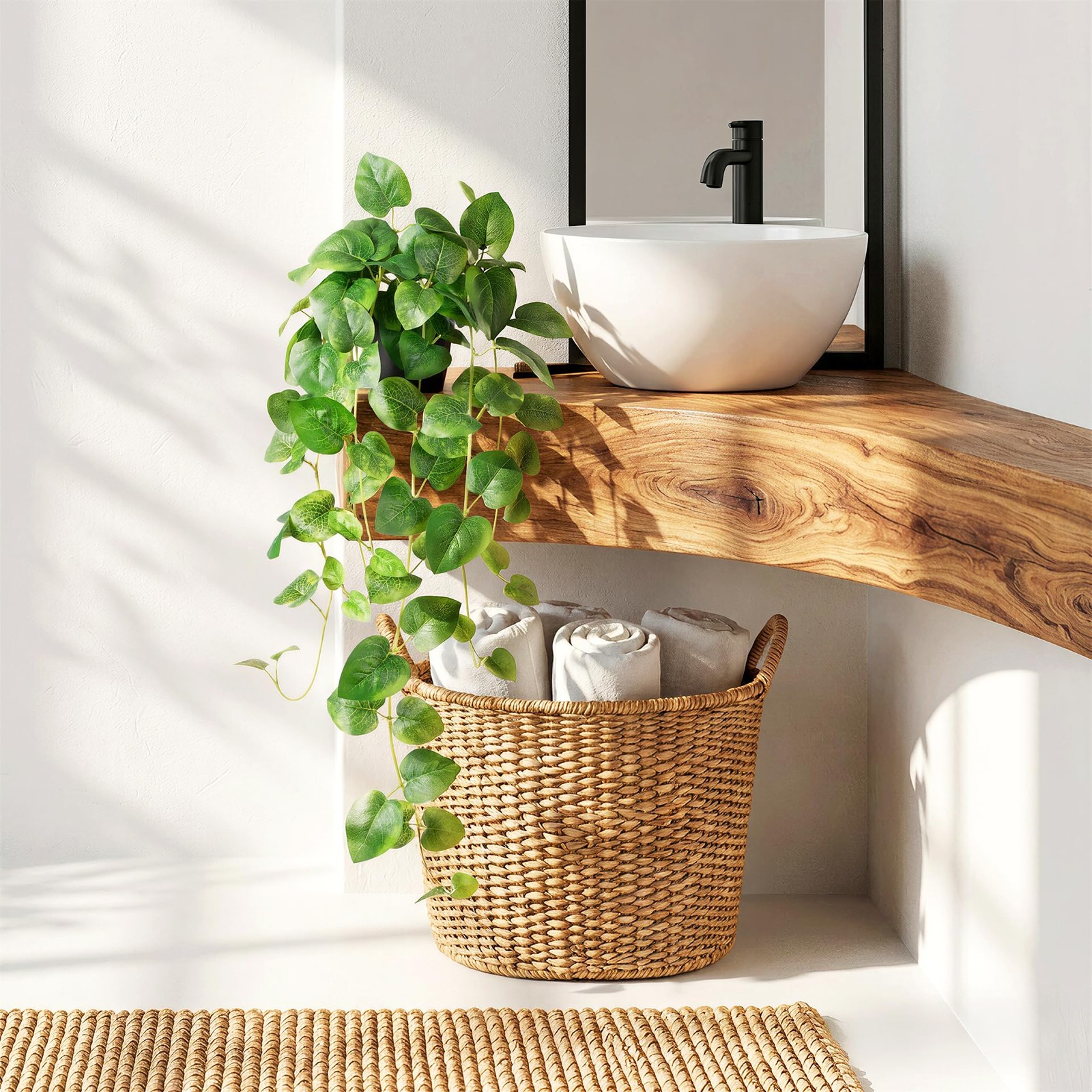 Fake Pothos Hanging Plant – Set of 2 Artificial Plants Indoor with Pots, Silk…