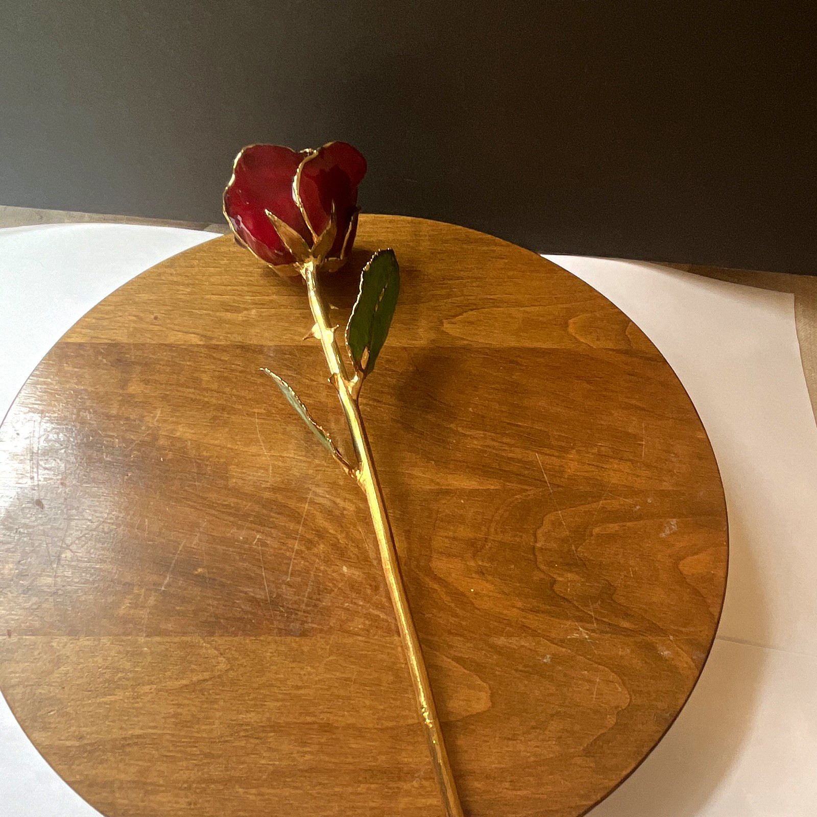 Forever Rose 24K Gold & Lacquer 12in tall Collectible Art