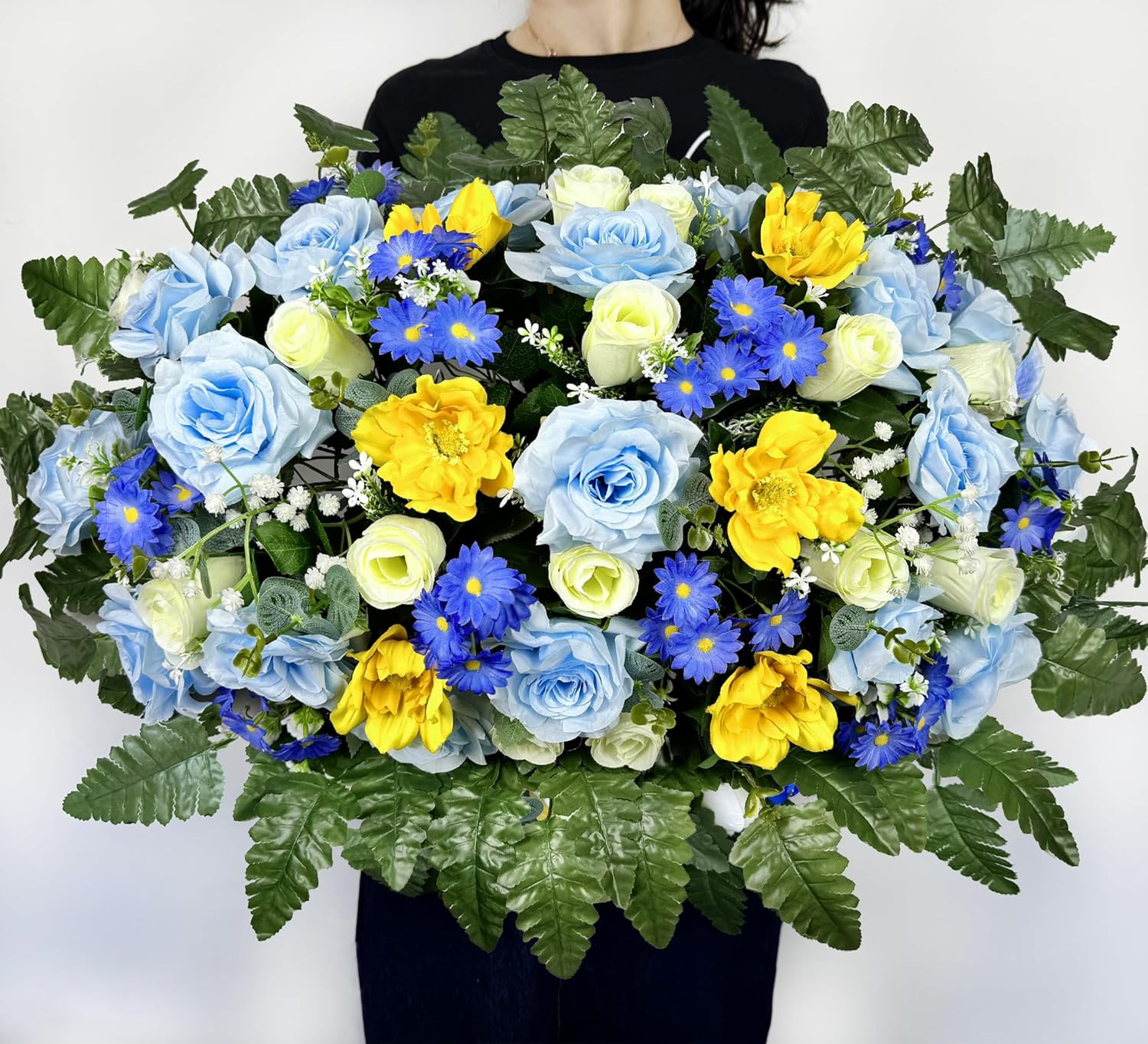 Elegant Silk Cemetery Flowers with Vases – Butterflies Included for Grave Decor