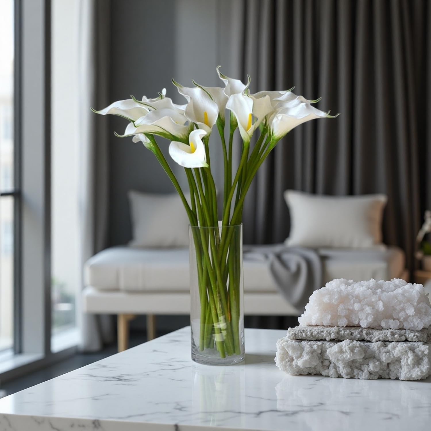 6Pcs Calla Lily Artificial Flowers, 23.6” Long Stem Faux Calla Lilies for Ho…