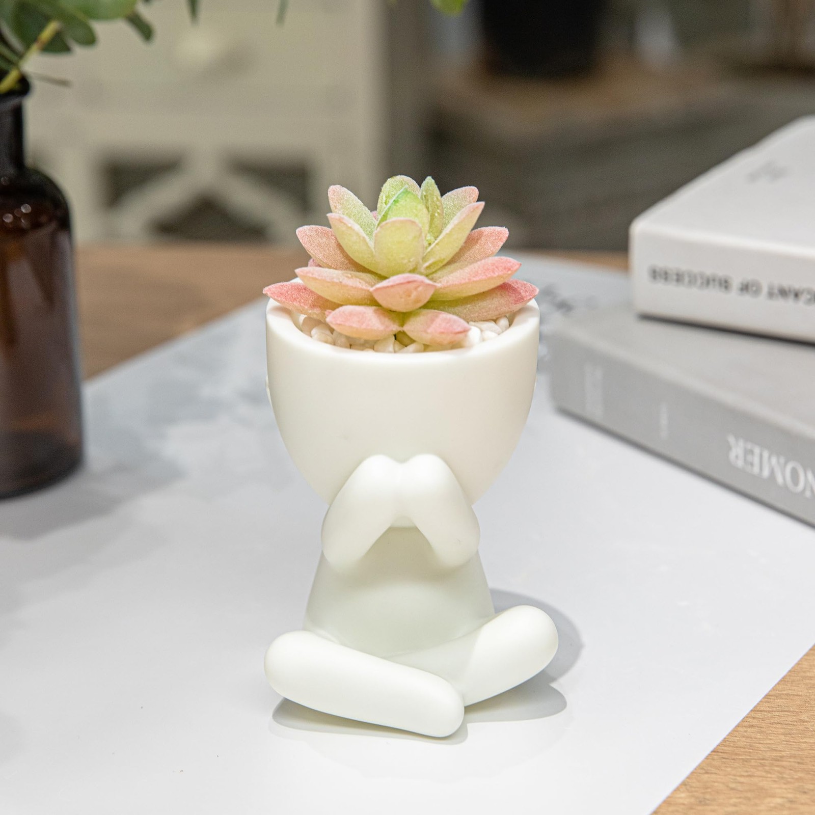 3 Pack Cute Artificial Plant Office Decor Aesthetic Desk Potted Fake Pink