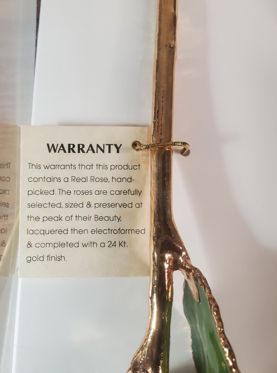 The Rose Lady, Red Rose Trimmed In 24KT Gold Preserved In Lacquer New In Box