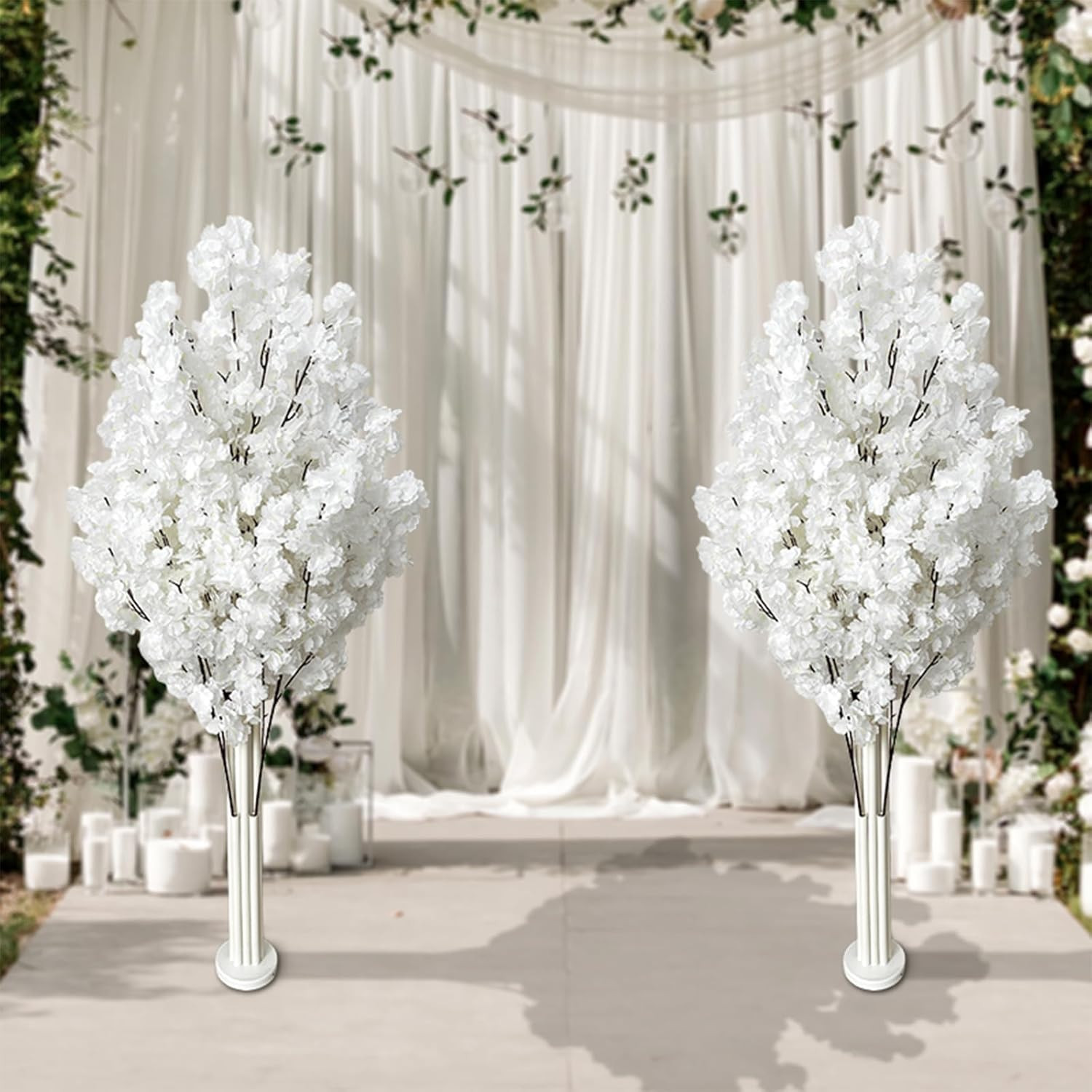 White Cherry Blossom Tree with Stand for Wedding & Party Decor
