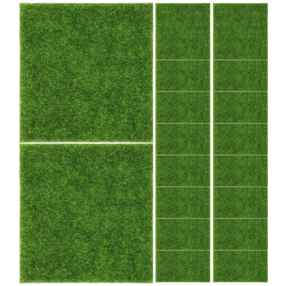 18Pcs Durable Green Artificial Lawn Mats for Crafts Miniature Scene Decor