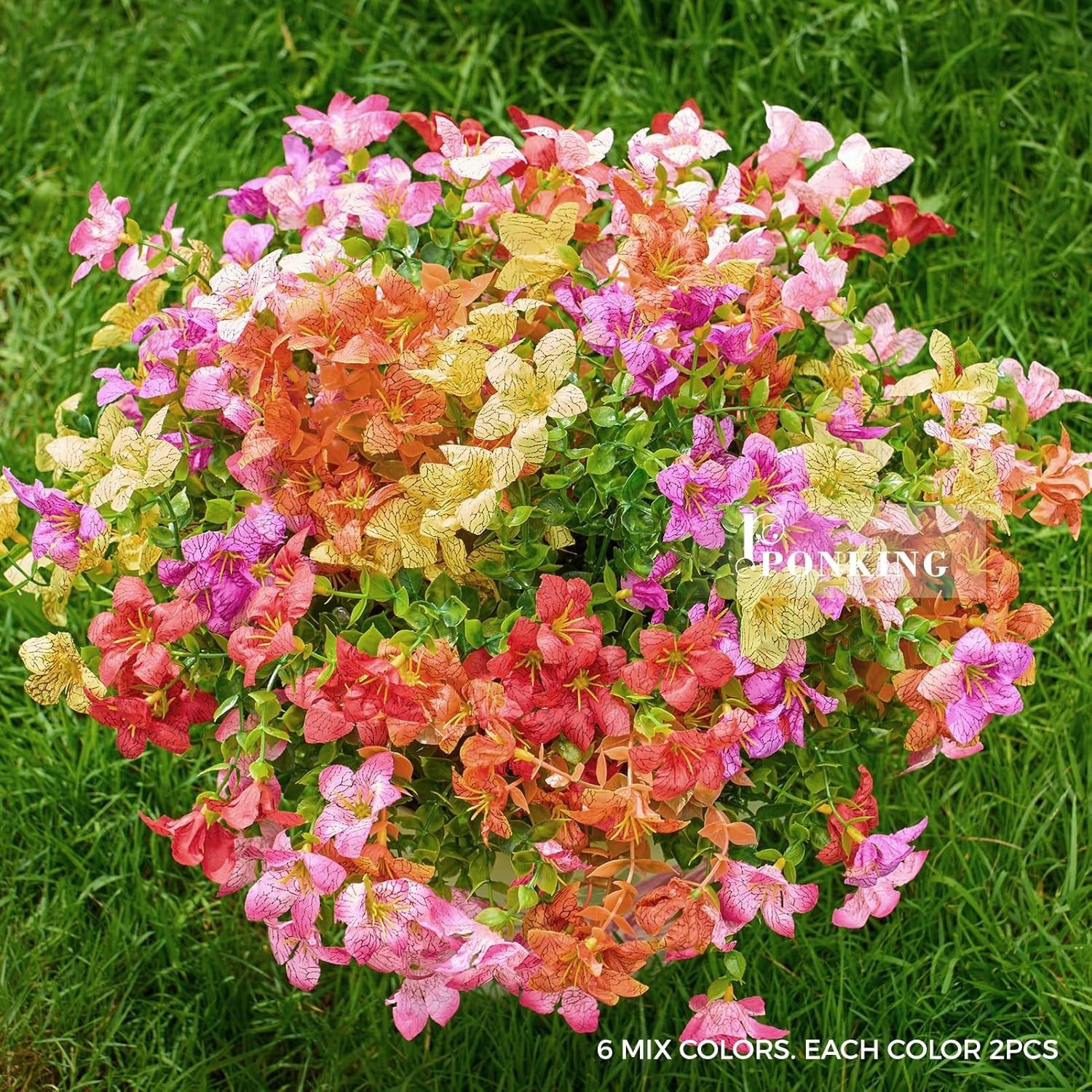 Durable and UV Resistant 12 Bundles of Faux Flowers for Timeless Outdoor Beauty