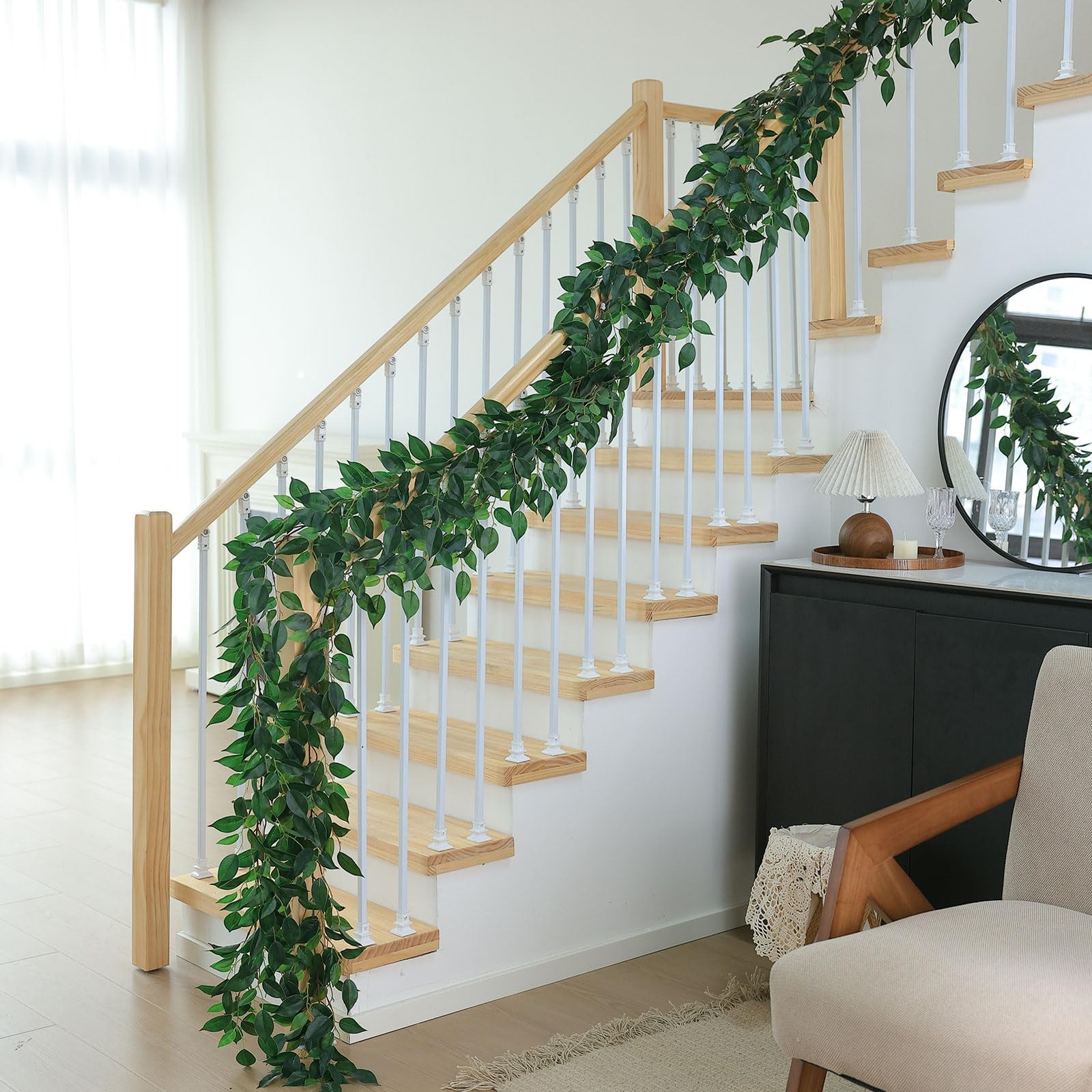 3 Packs Artificial Vines Garland 42” Fake Ficus Vine Greenery Garland Silk G…