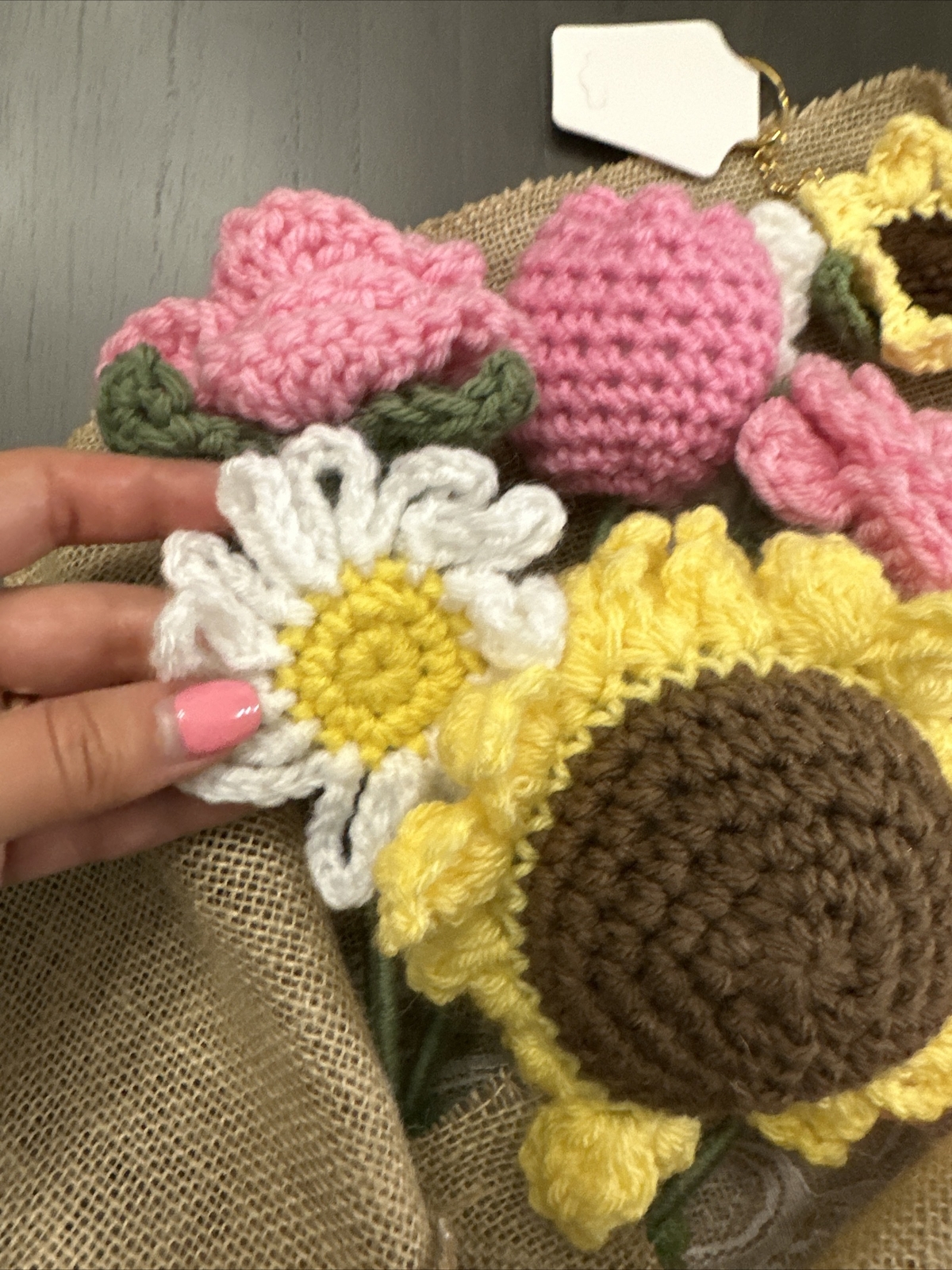 BEAUTIFUL Handmade Knitted Bouquet Crochet Flowers Sunflower, Daisy & Rose New