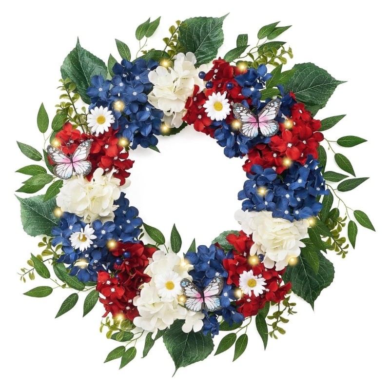 Realistic Artificial Hydrangea Flower Wreath for Front Door Wedding Party