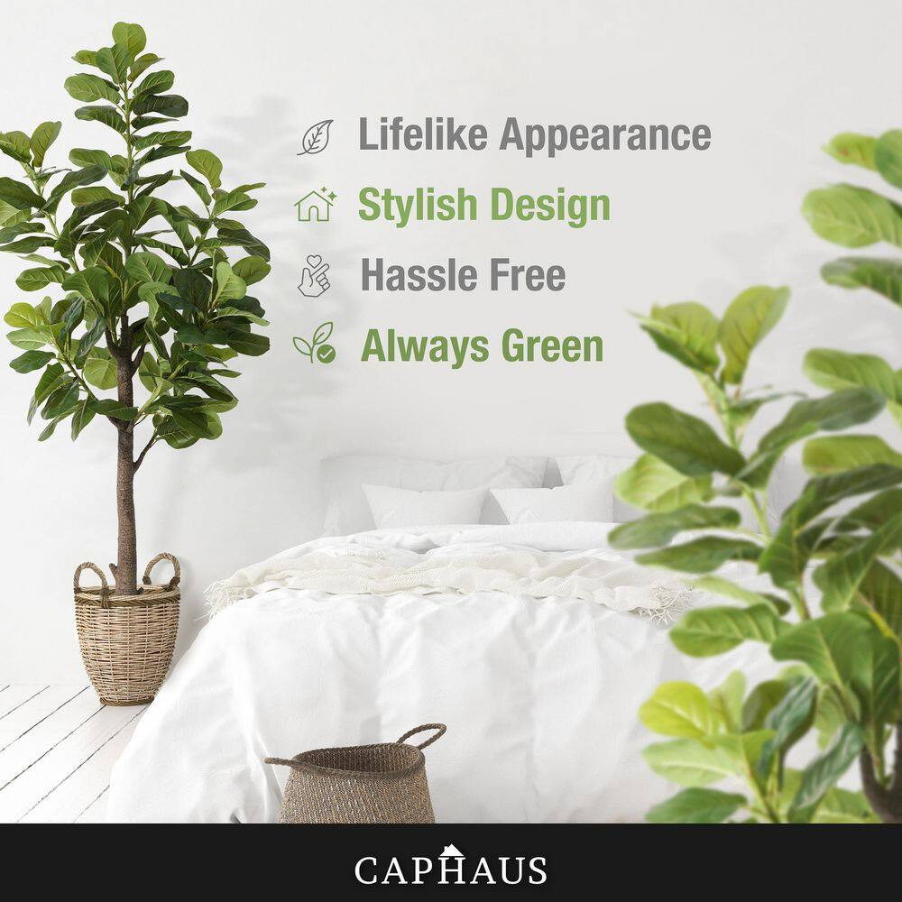 7 Ft. Green Artificial Fiddle Leaf Fig Tree with Dried Moss in Pot, Ficus Lyrata