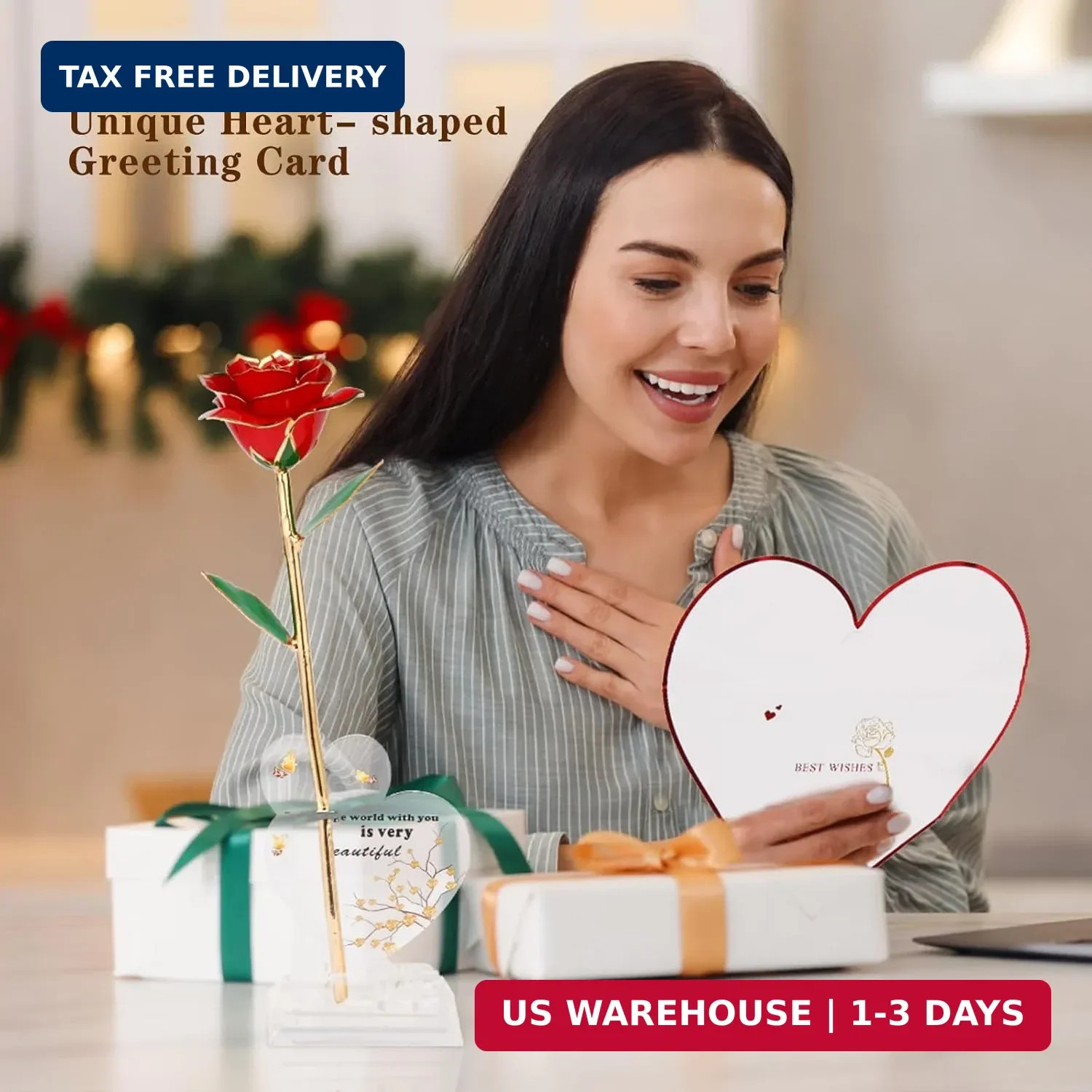 24K Plated Gold Dipped Real Rose with Stand – Forever Gift for Her