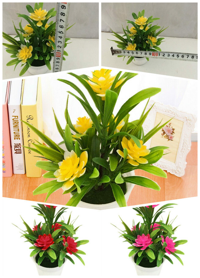 Flower Fake False Plants Flowers Artificial Garden Home Decor With Pot Outdoor