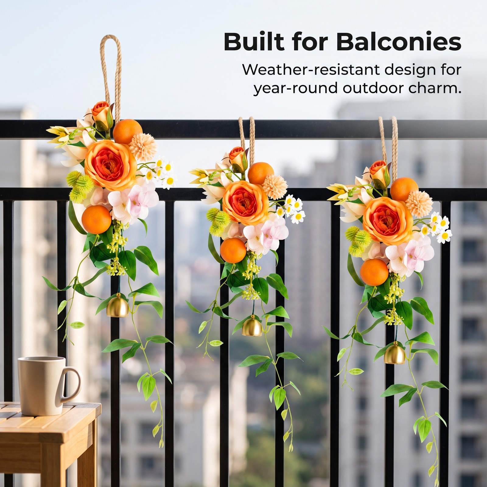 Artificial Wreath Flower Door Hanging for Wall Mounted Decor