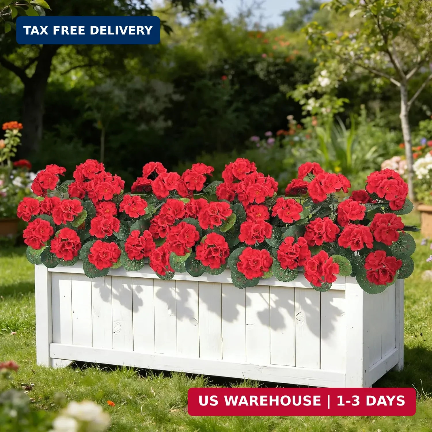 Ouddy Decor Artificial Geranium Flowers for Outdoors, Fake Silk Flowers UV Resis