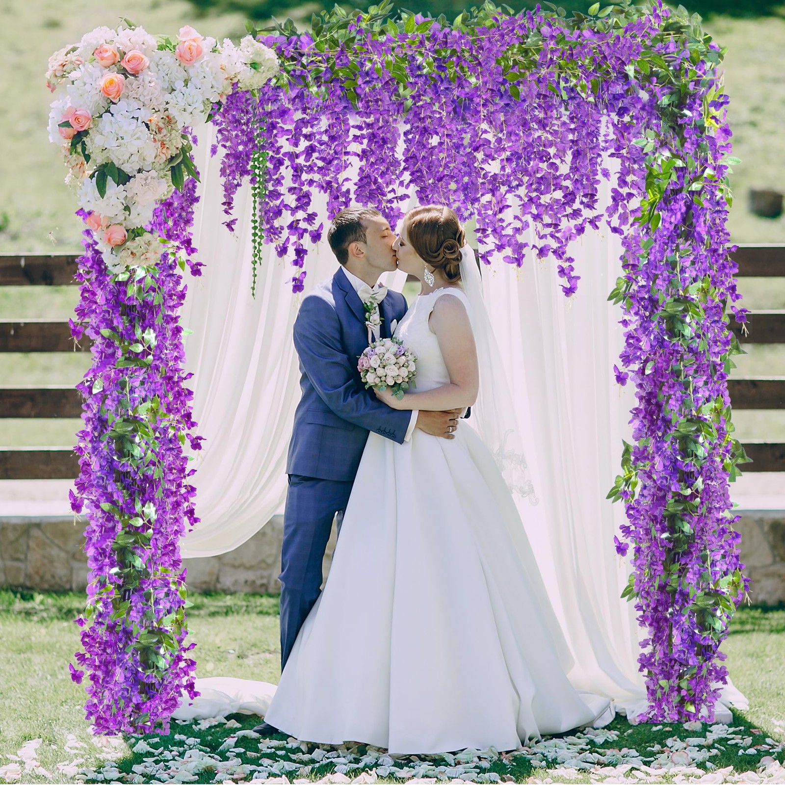 6Pcs Wisteria Garland Artificial Flowers Garland Fake Hanging Wisteria Vines …