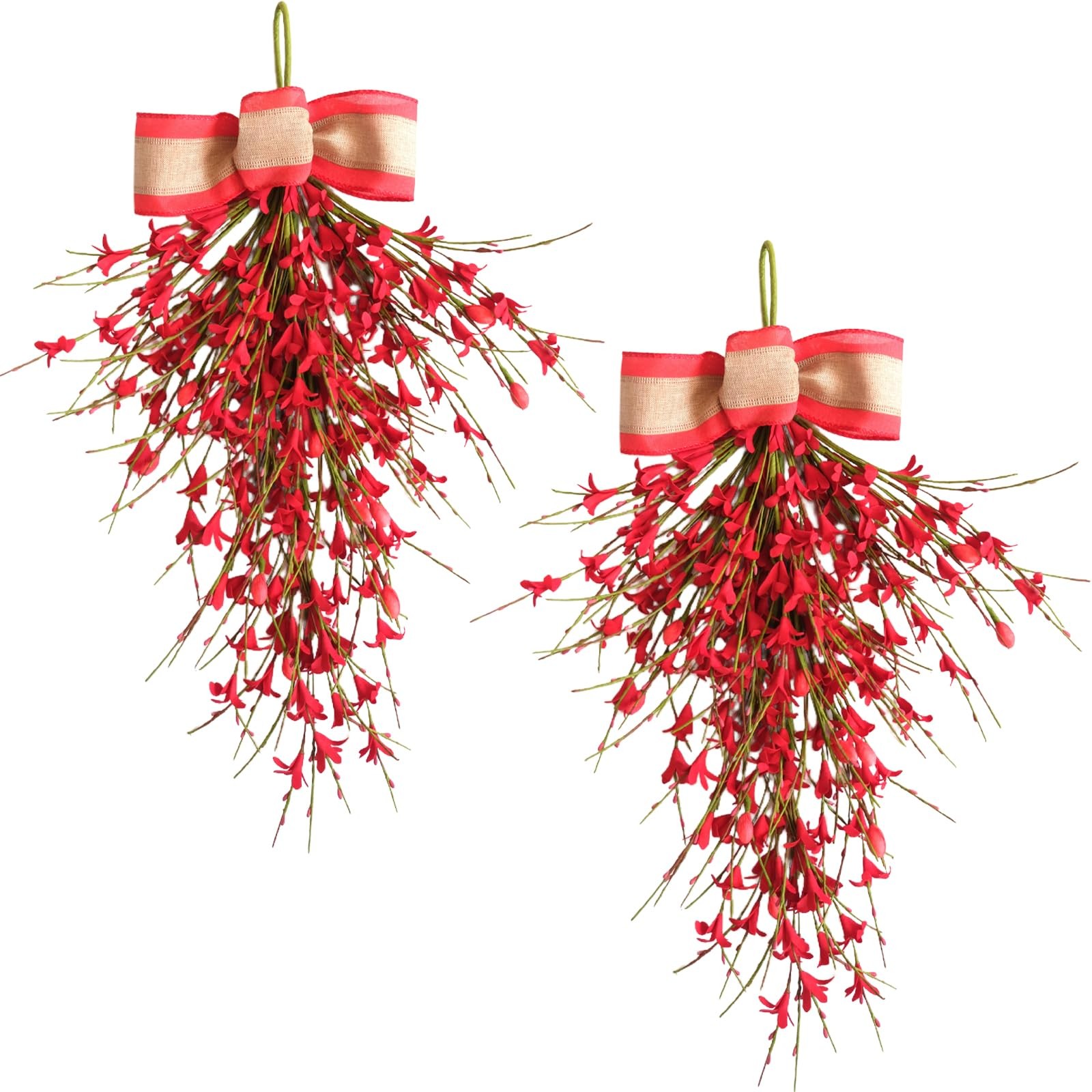 Forsythia Spring Teardrop Swag, 2Pcs Artificial Spring Summer Floral Hanging …